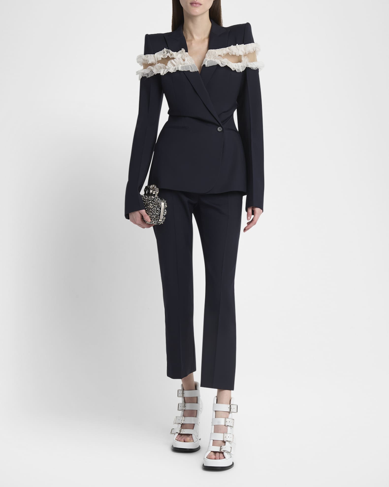 Mid-Rise Straight-Leg Crop Trousers 1