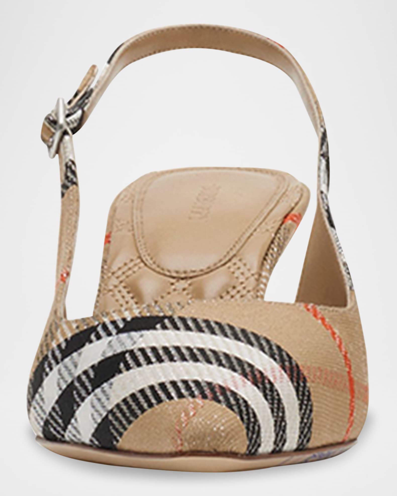 Burberry Birdie Metallic Check Slingback Kitten-Heel Pumps
