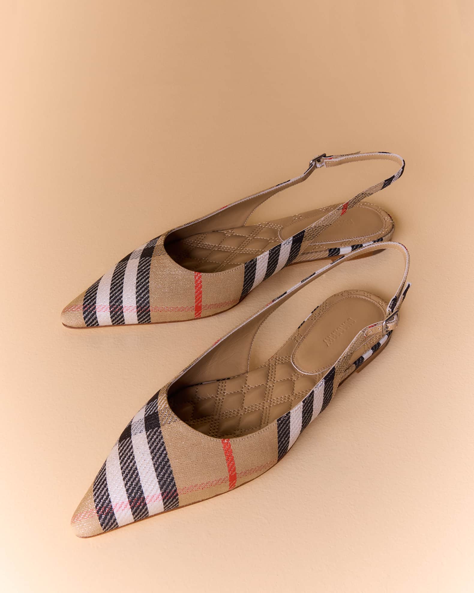 Burberry Birdie Check Slingback Ballerina Flats | Neiman Marcus