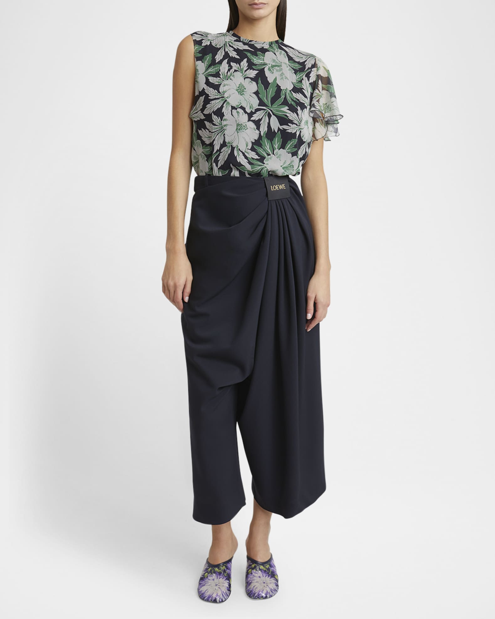 Cropped Draped Wool Trousers 1
