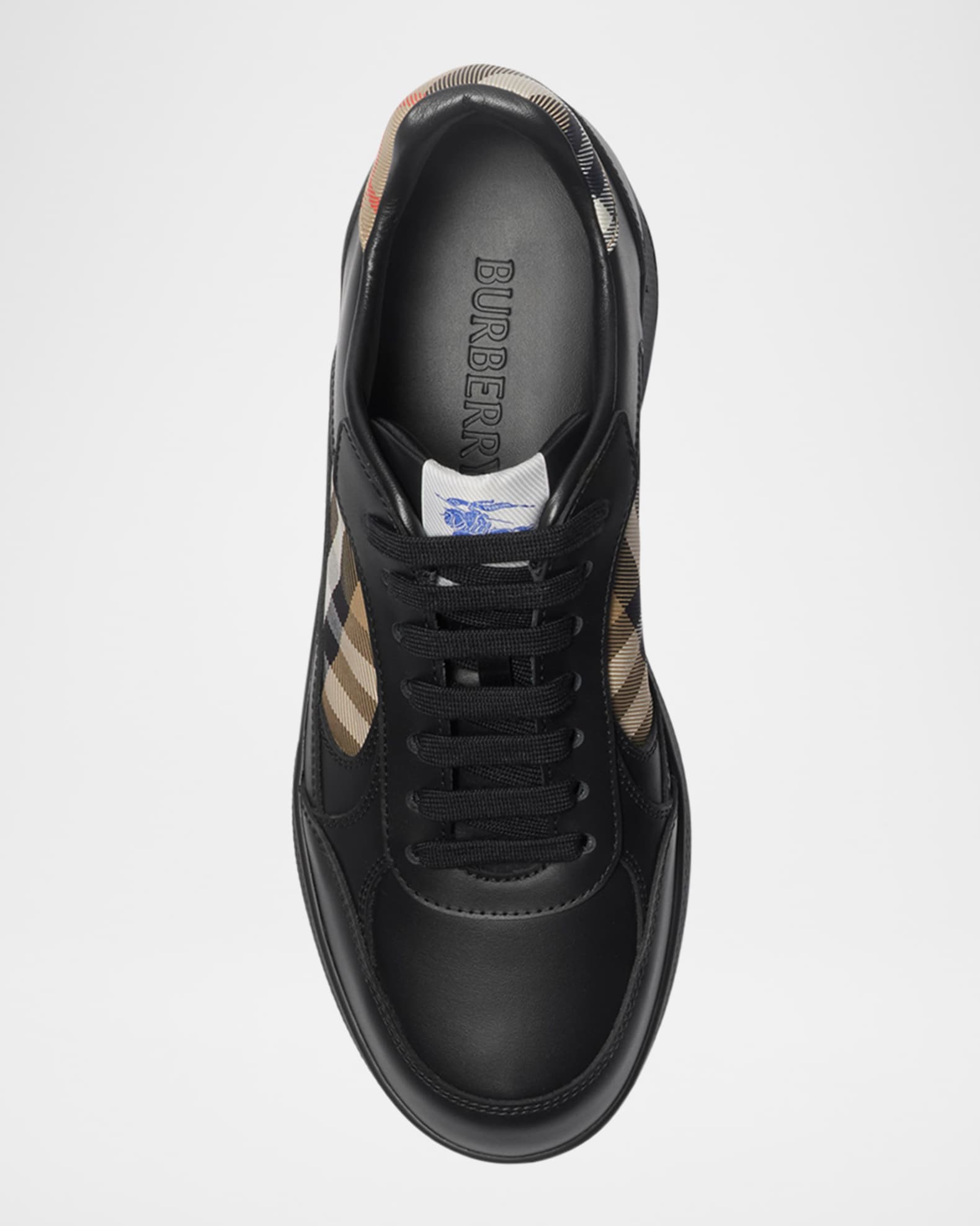 Burberry Men's Terrace Leather and Check Low-Top Sneakers