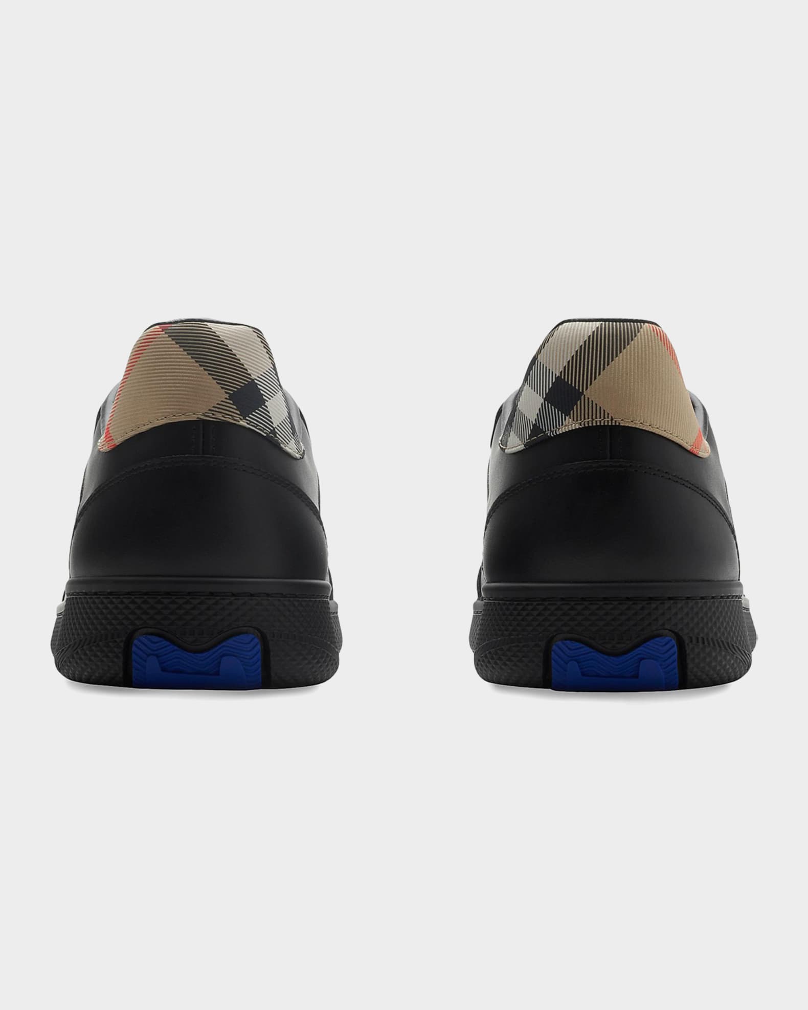 Burberry Men's Terrace Leather and Check Low-Top Sneakers | Neiman