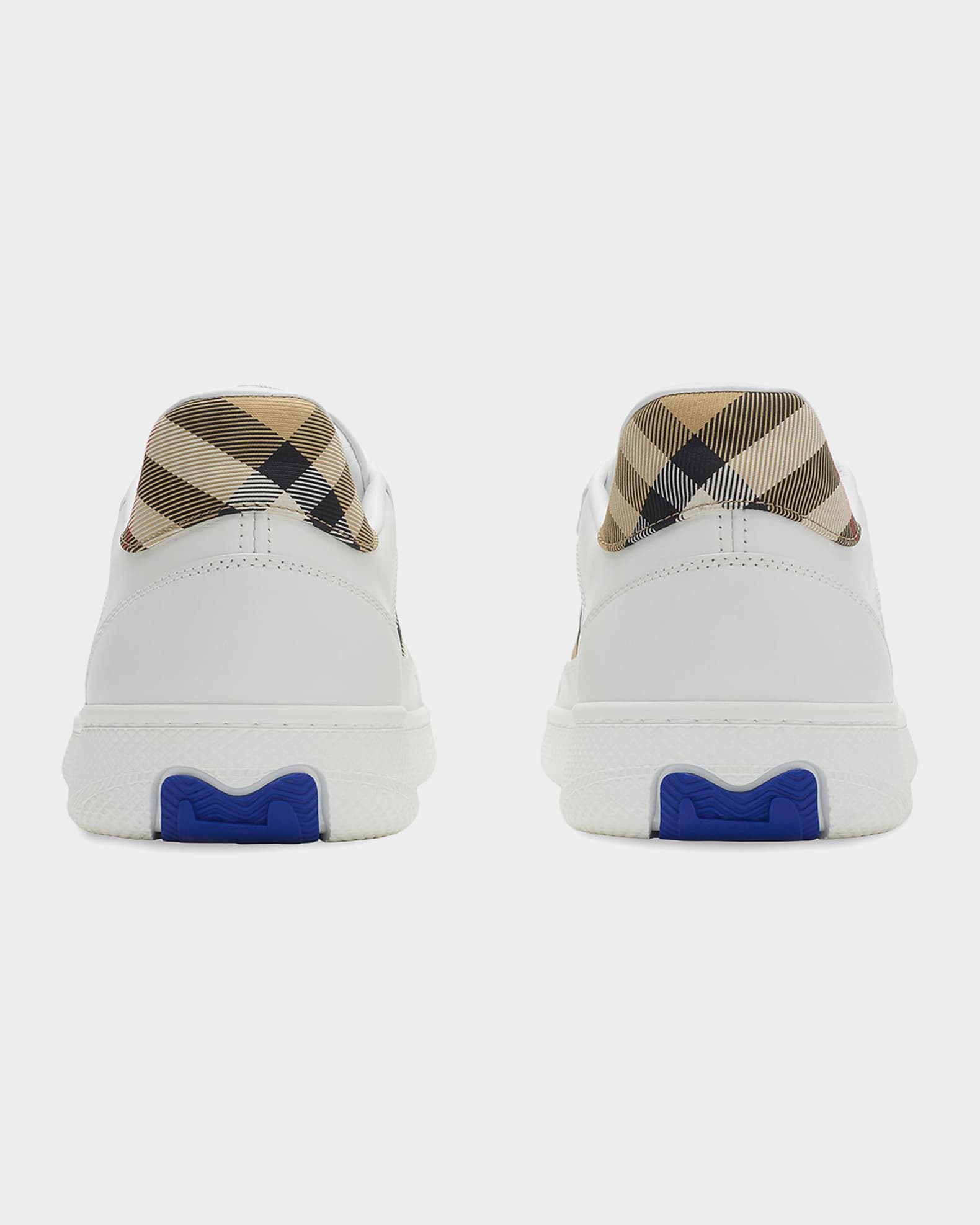 Burberry Men's Terrace Mix Leather and Check Low-Top Sneakers