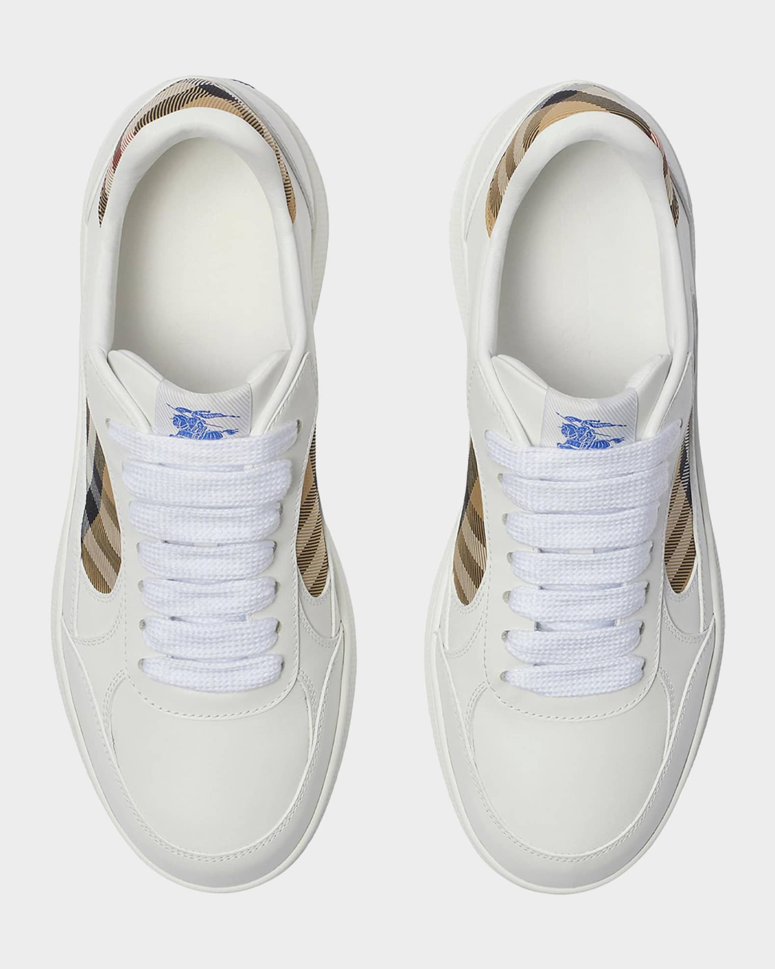 Burberry Men's Terrace Mix Leather and Check Low-Top Sneakers