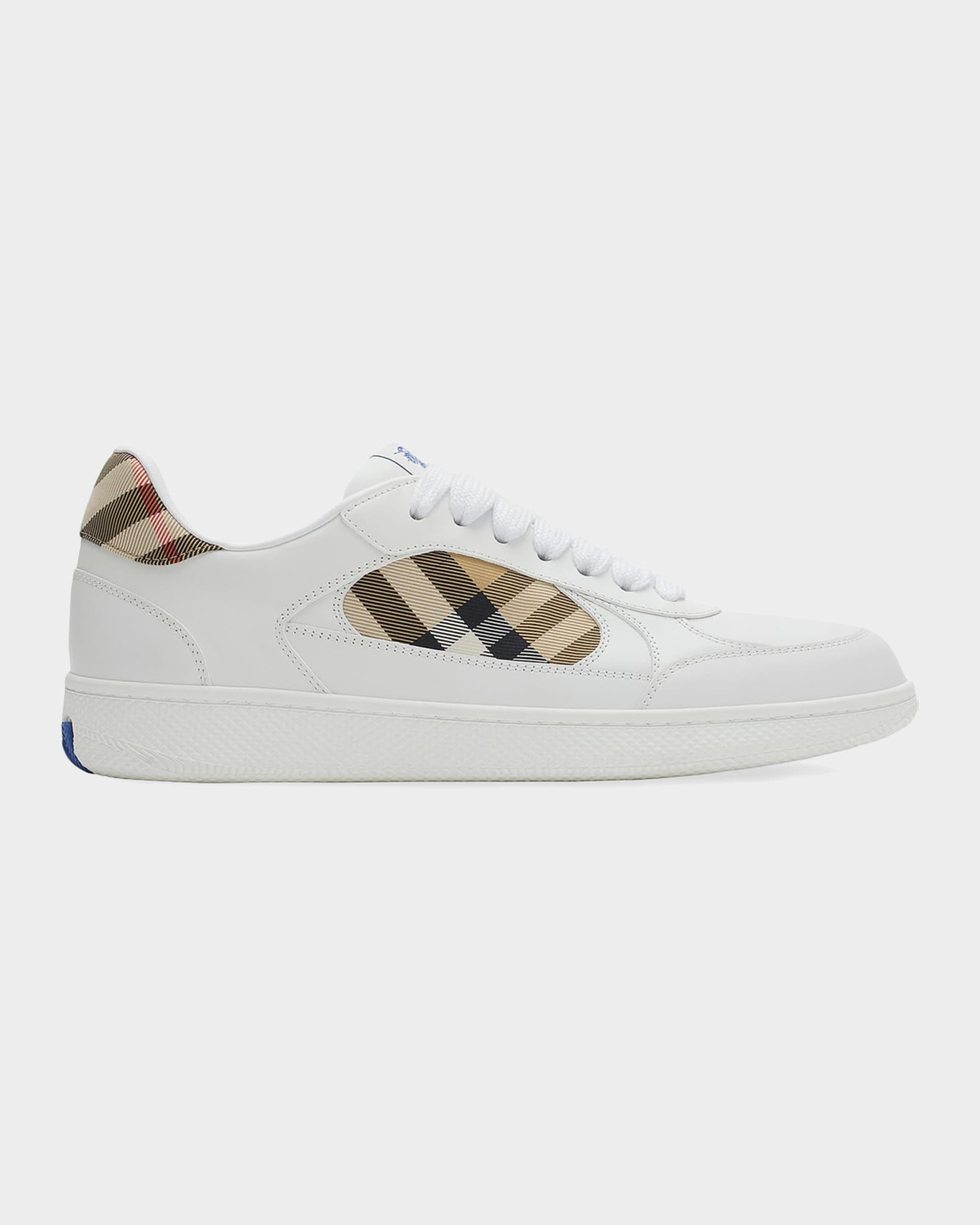Burberry Men's Terrace Mix Leather and Check Low-Top Sneakers