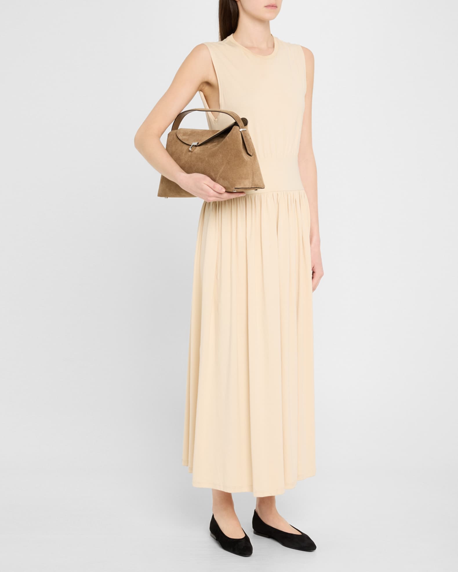 Toteme T Lock Suede Top-Handle Bag | Neiman Marcus