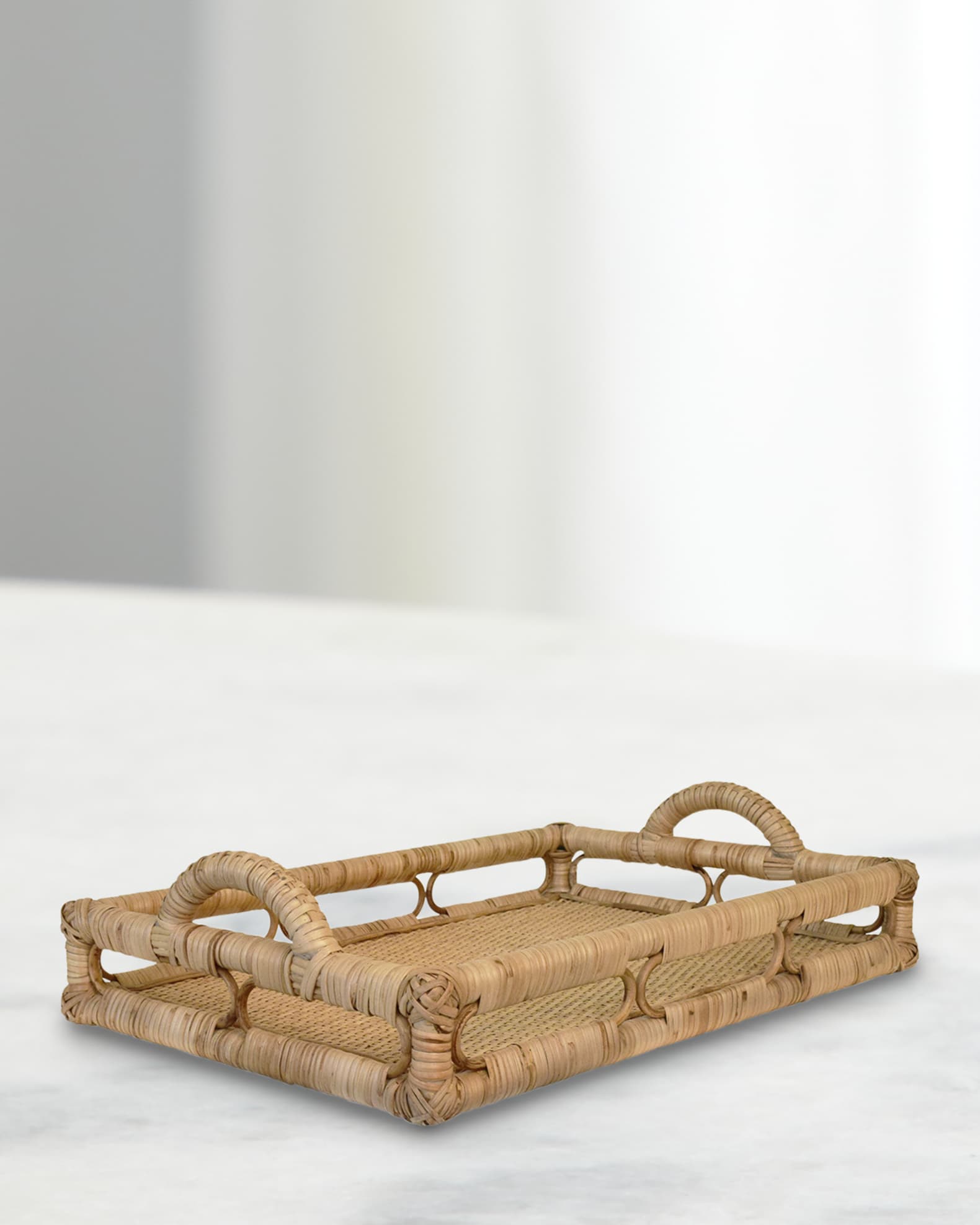 Worlds Away Tatum Rattan Tray | Neiman Marcus