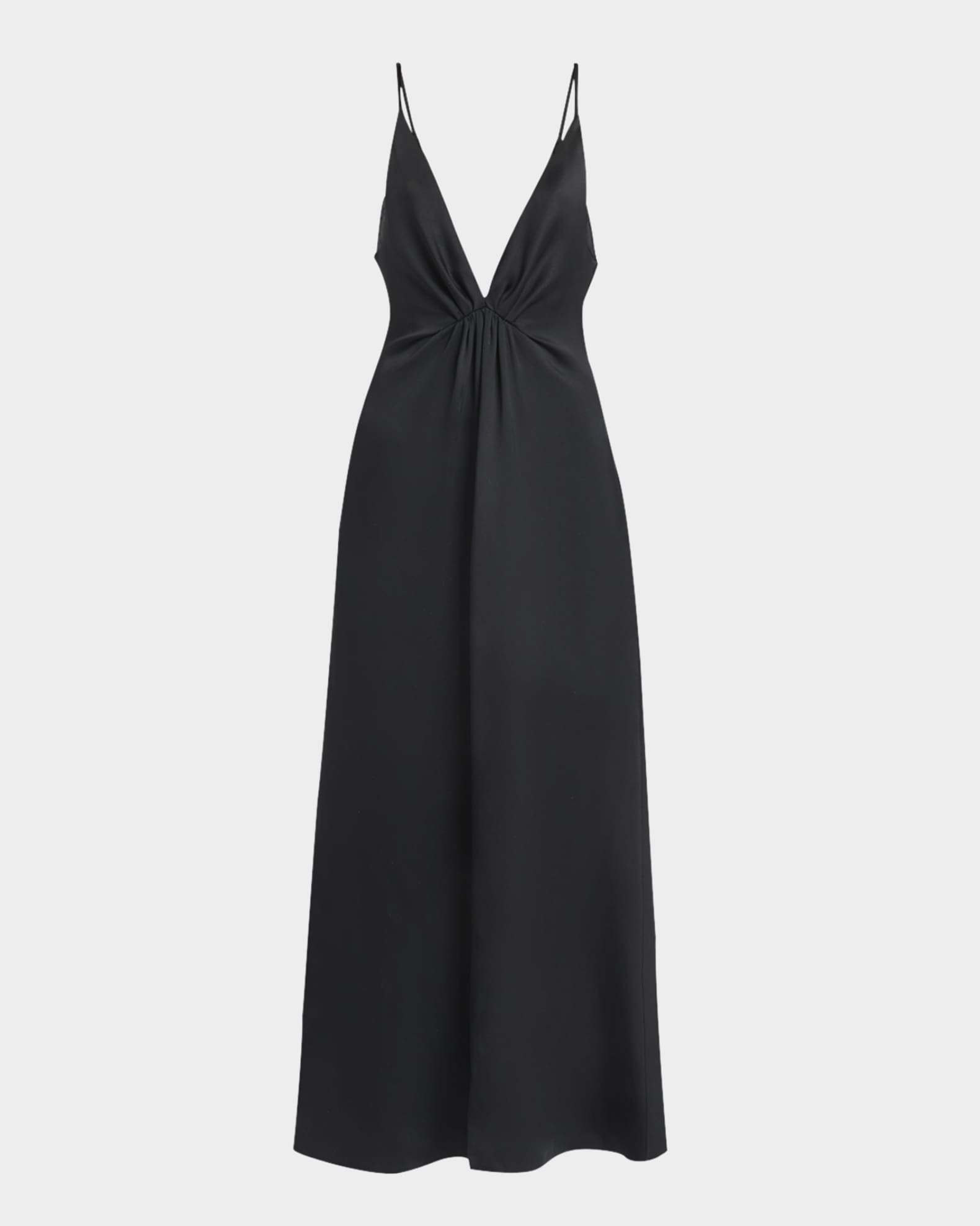 Plunging Glitter Silk Satin Gown 0
