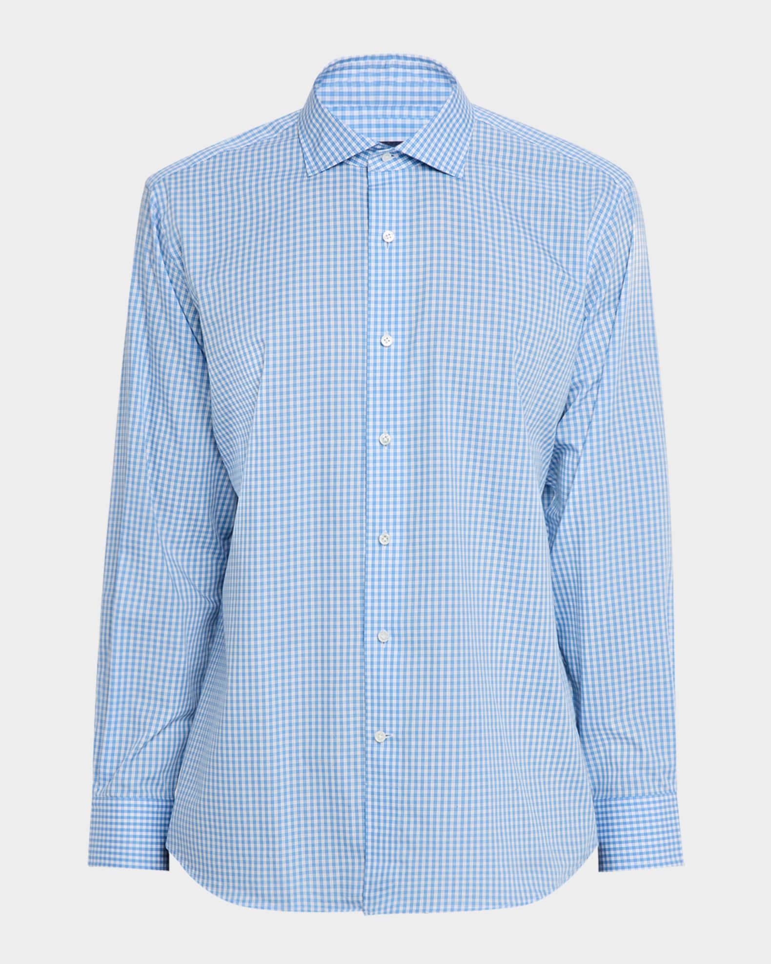 Men's Capri Cotton Mini-Plaid Sport Shirt