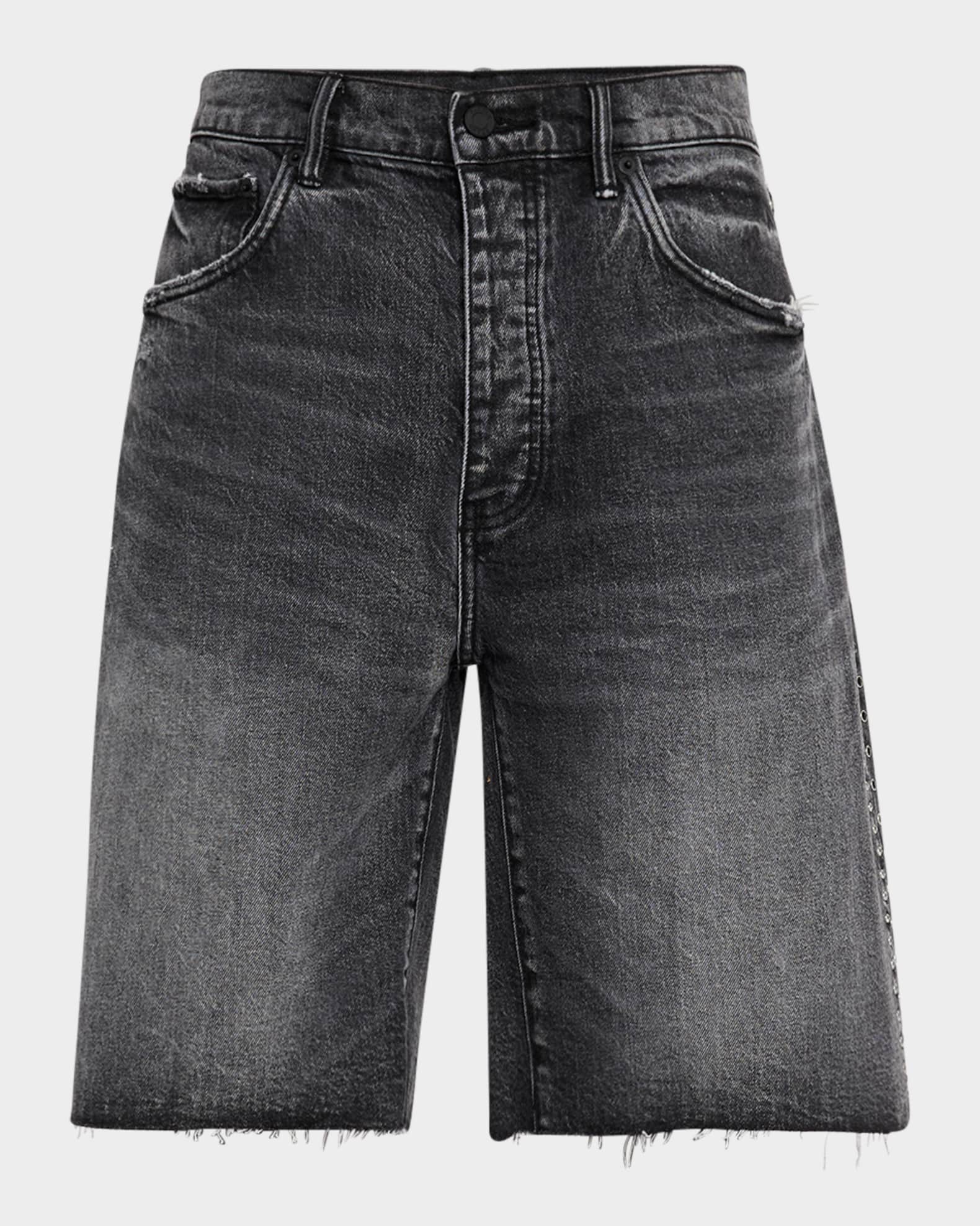Men's Studded Vintage Denim Shorts 0