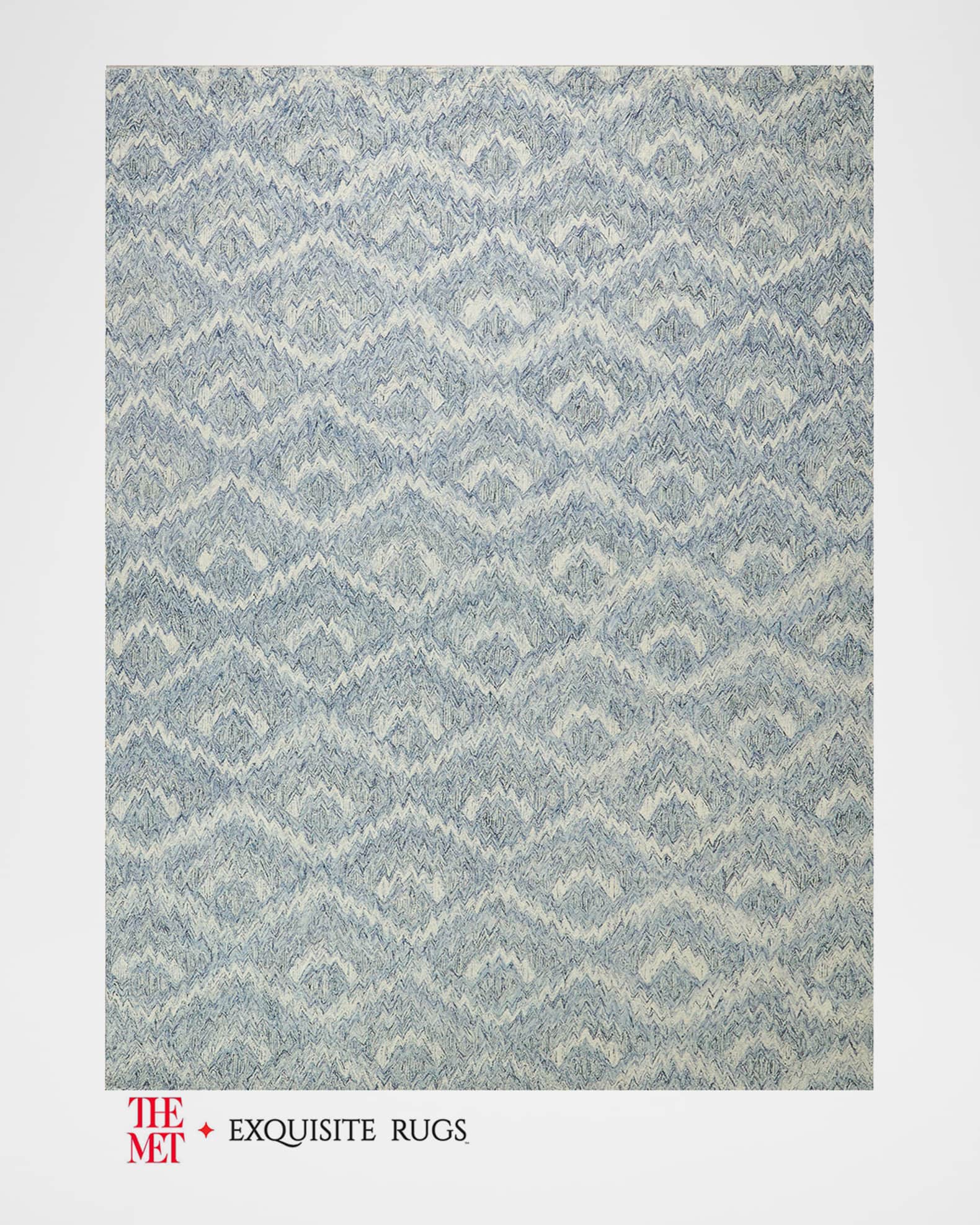 Exquisite Rugs x THE MET Bargello Hand-Tufted Light Blue Rug, 12' x 15 ...