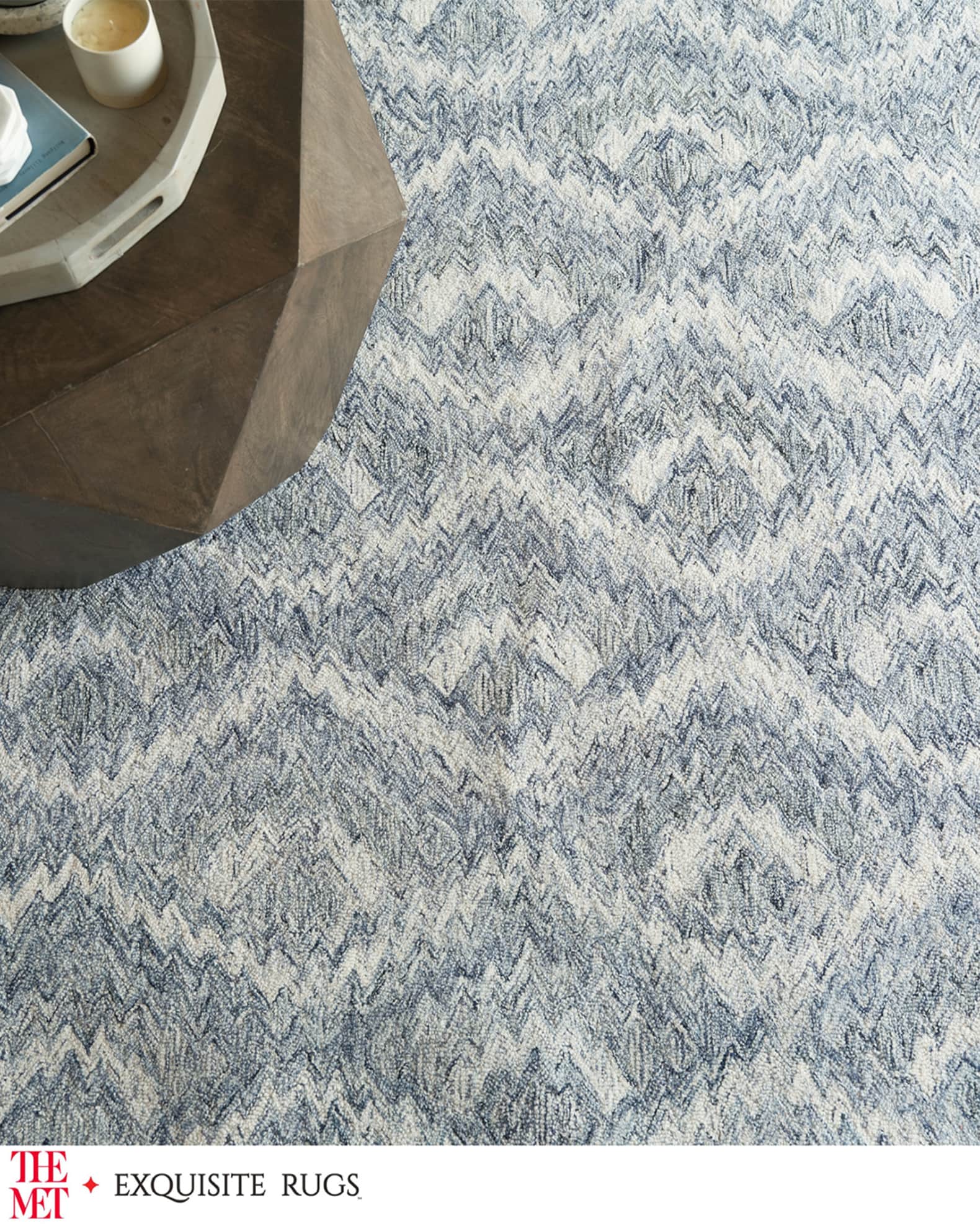 Exquisite Rugs x THE MET Bargello Hand-Tufted Light Blue Rug, 12' x 15 ...