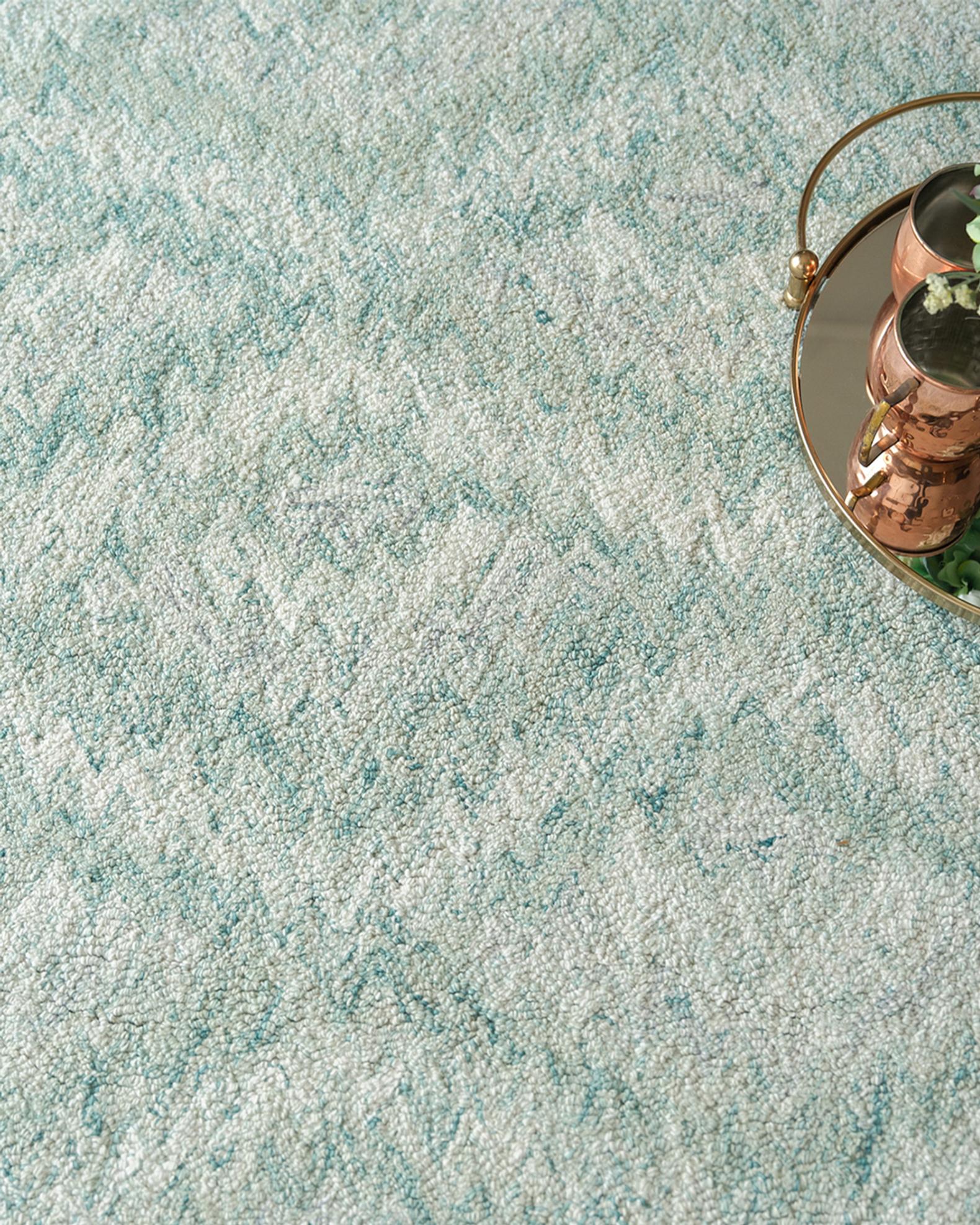 Bargello Hand-Tufted Turquoise Rugs | Neiman Marcus
