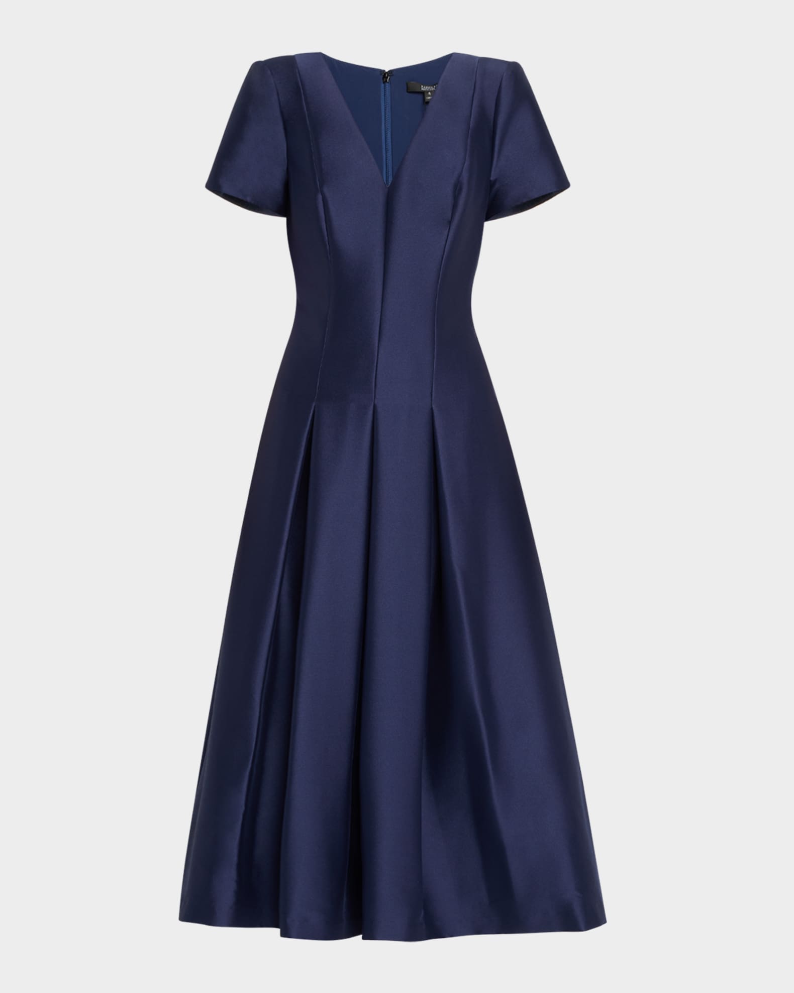 Pleated A-Line Midi Dress 0