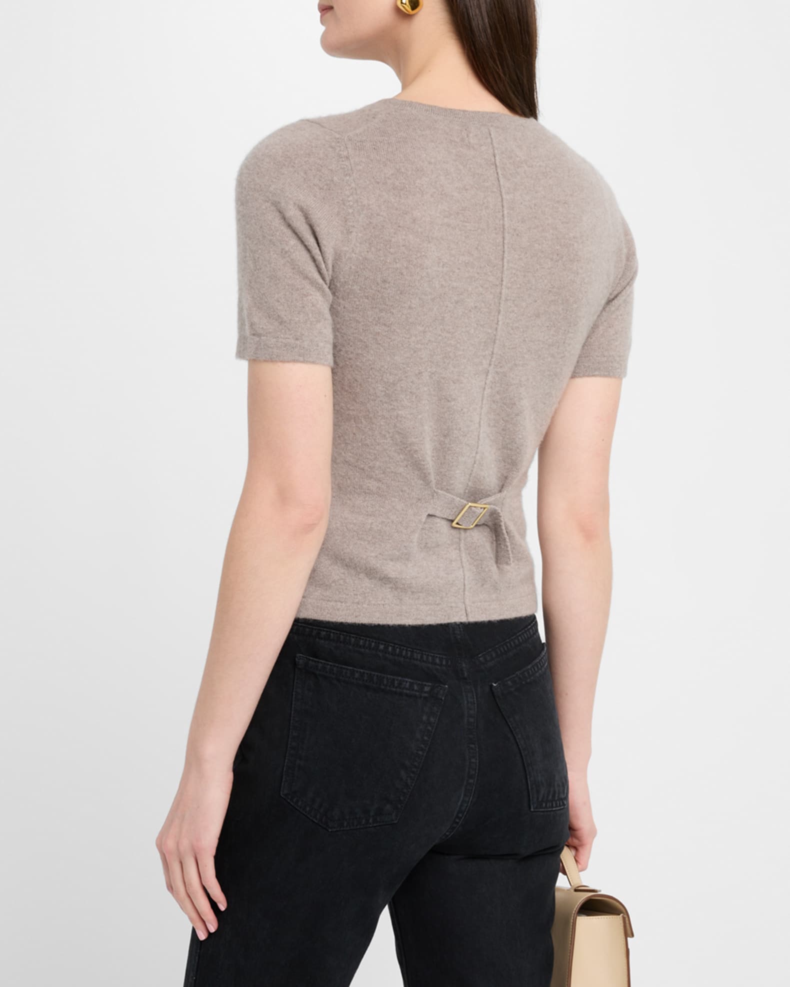 Cashmere Tailored Short-Sleeve Cardigan