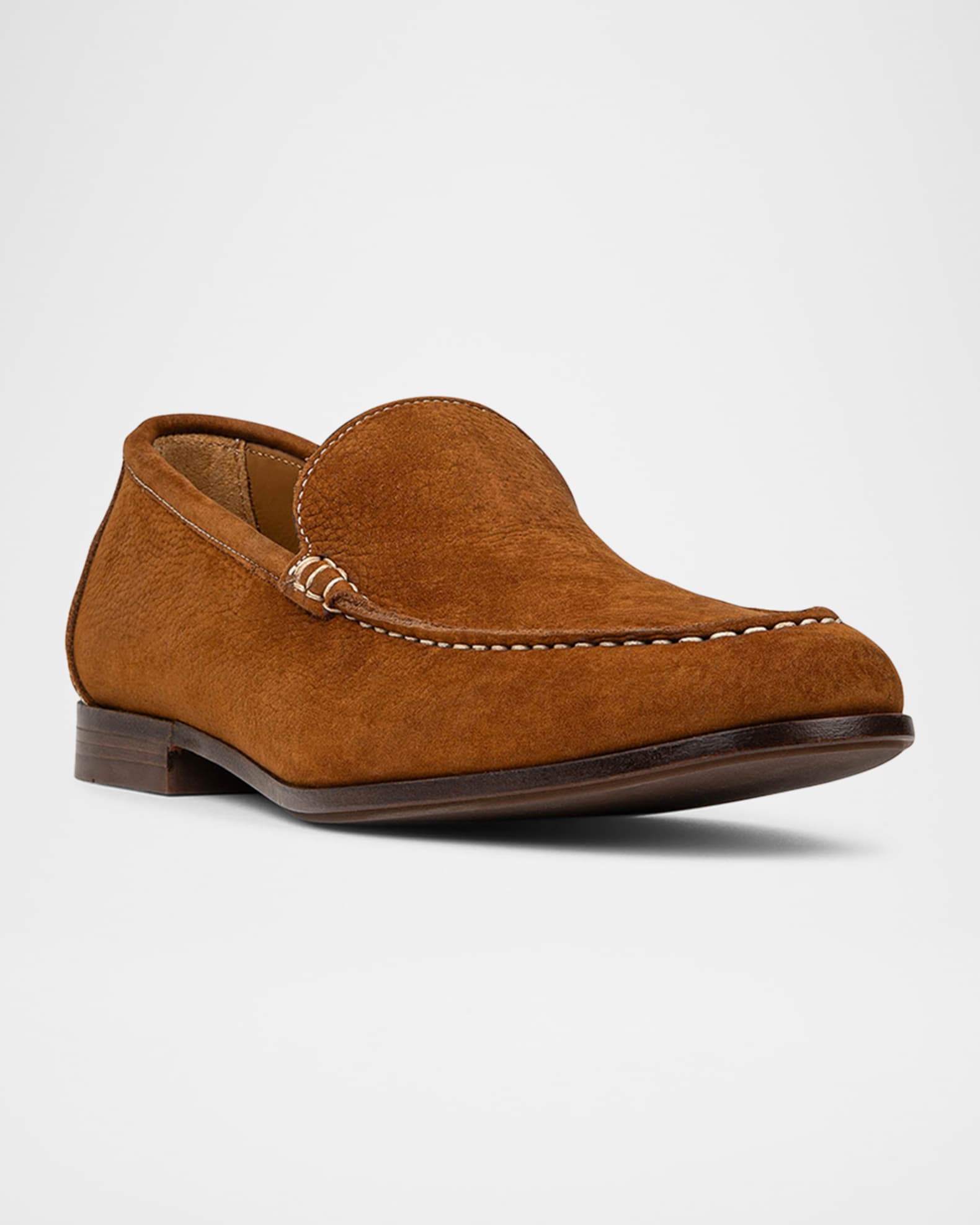 Men's Nubuck Leather Moc-Toe Loafers 1