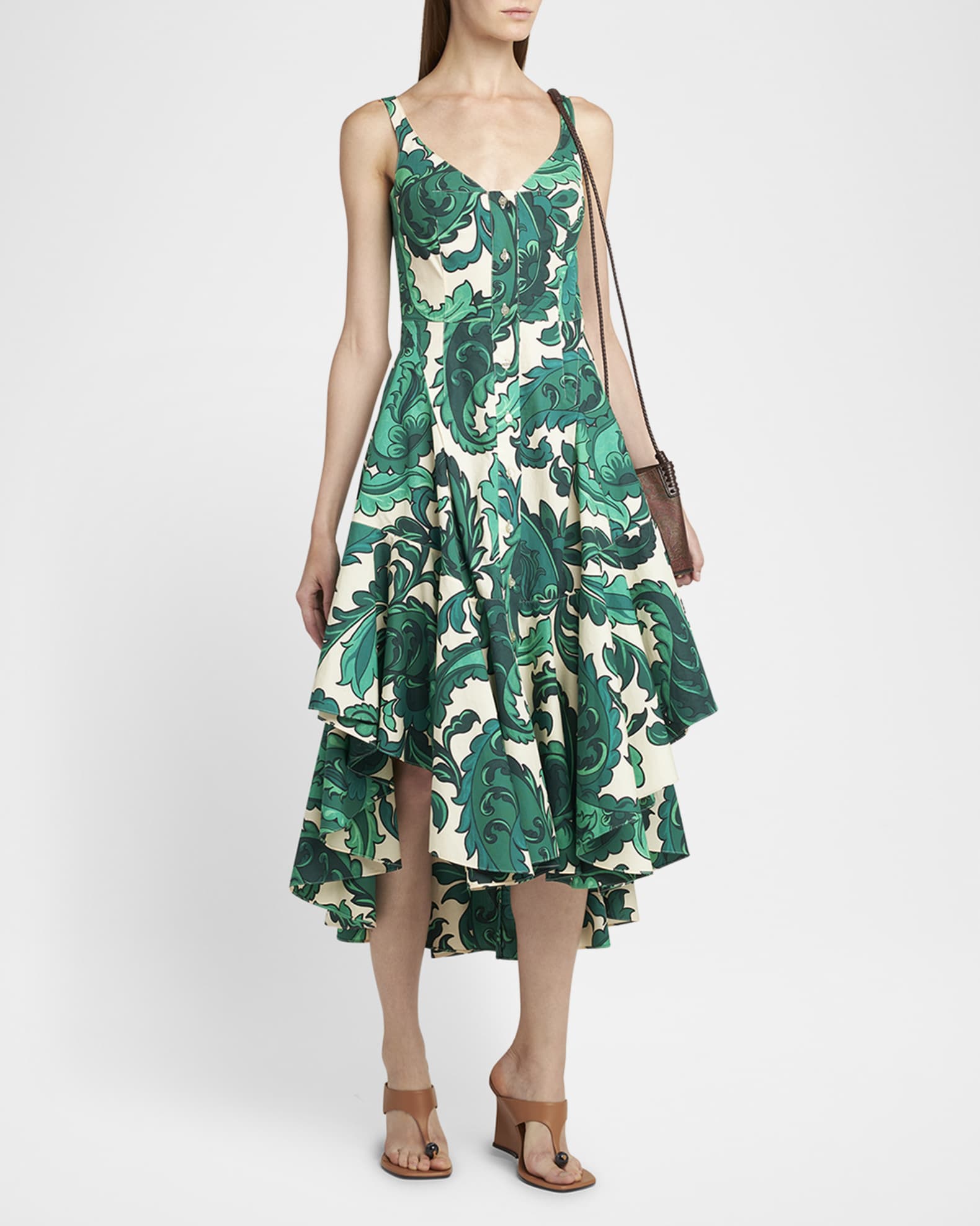 Etro Paisley Print Asymmetric Midi Dress | Neiman Marcus