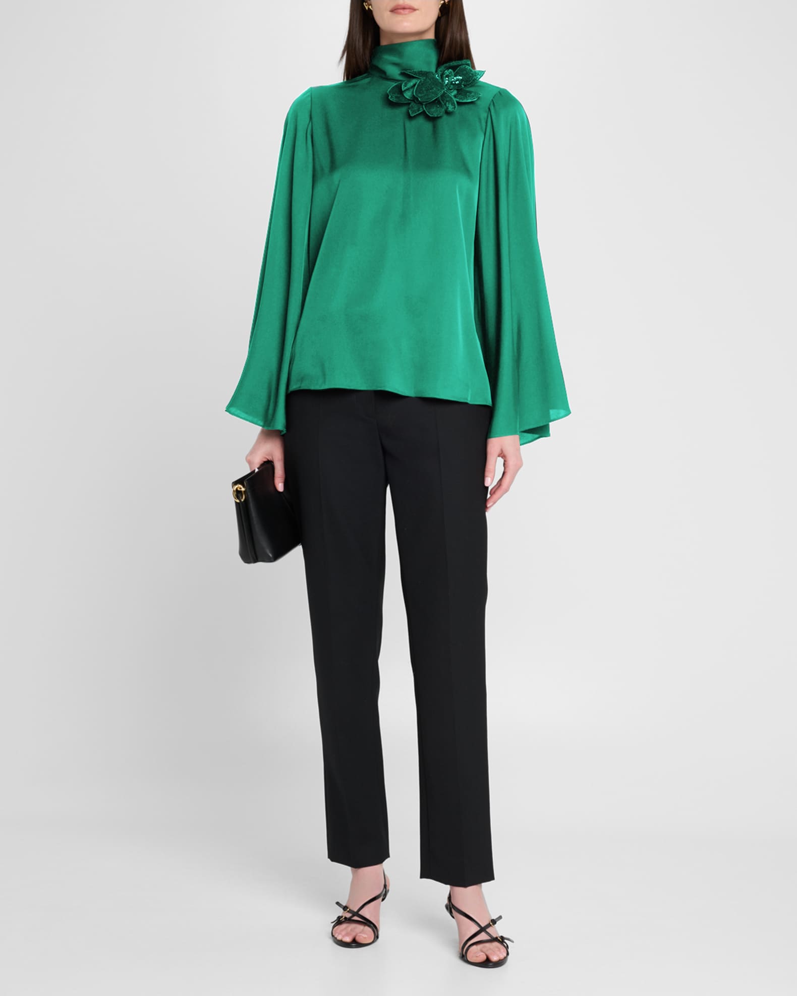 Sequin Floral Applique Blouse 1