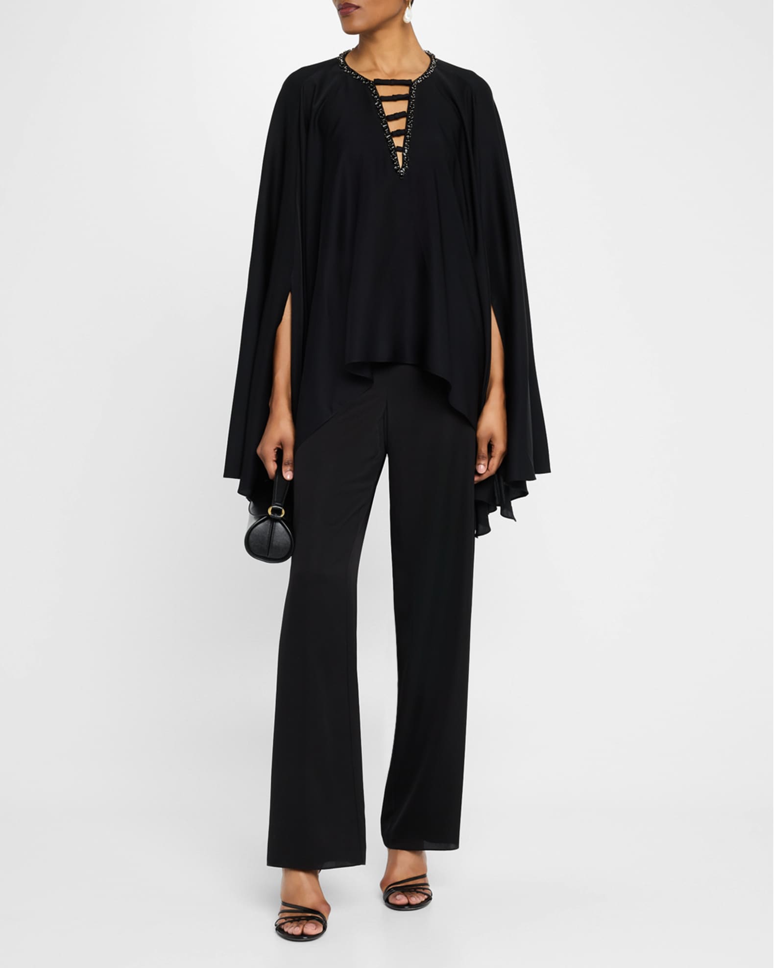 Straight-Leg Stretch Georgette Pants 1