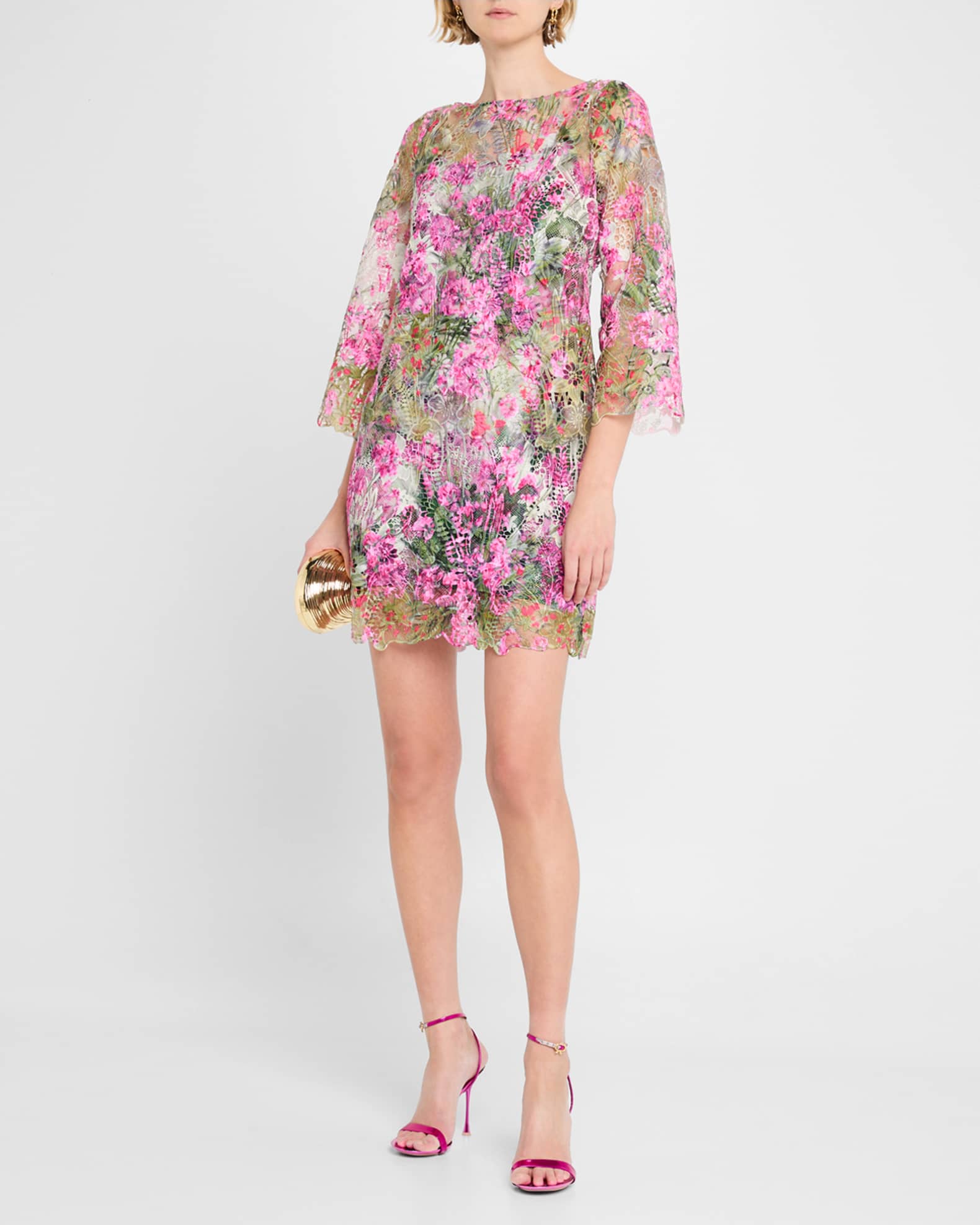 Printed Floral Lace Mini Shift Dress 1