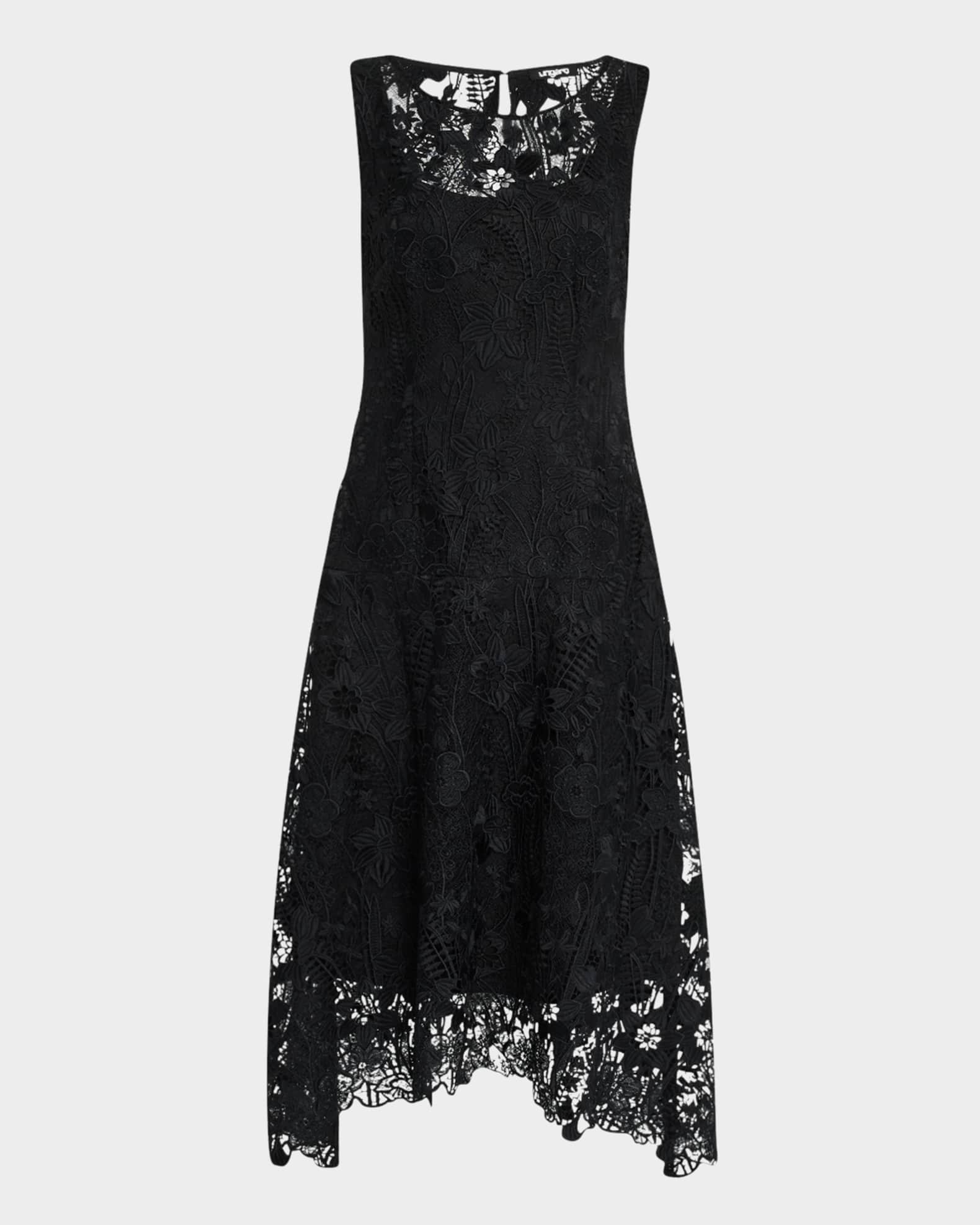 Sleeveless Floral Lace Midi Dress 0