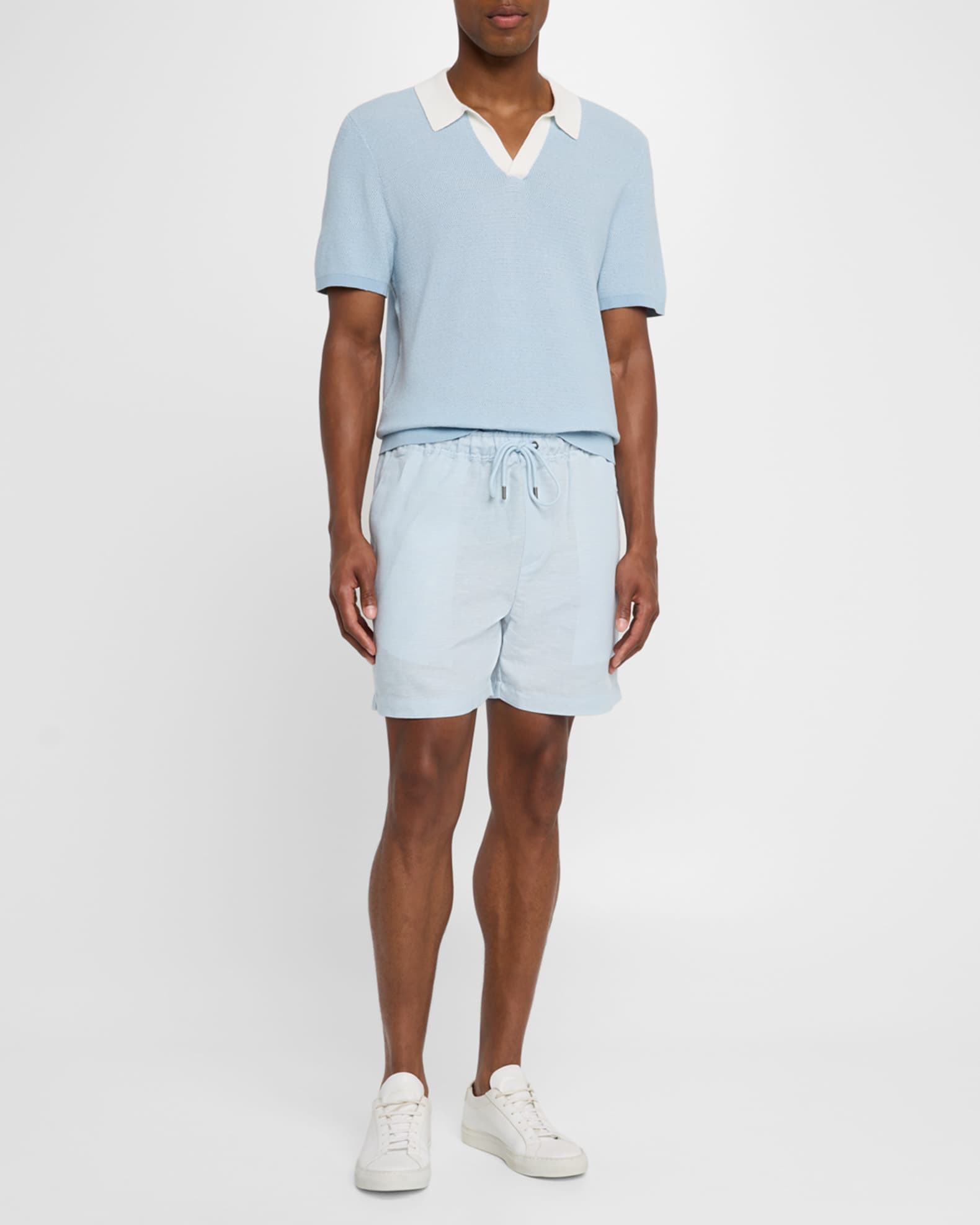 Men's Cotton Textured Johnny-Collar Polo Shirt 1