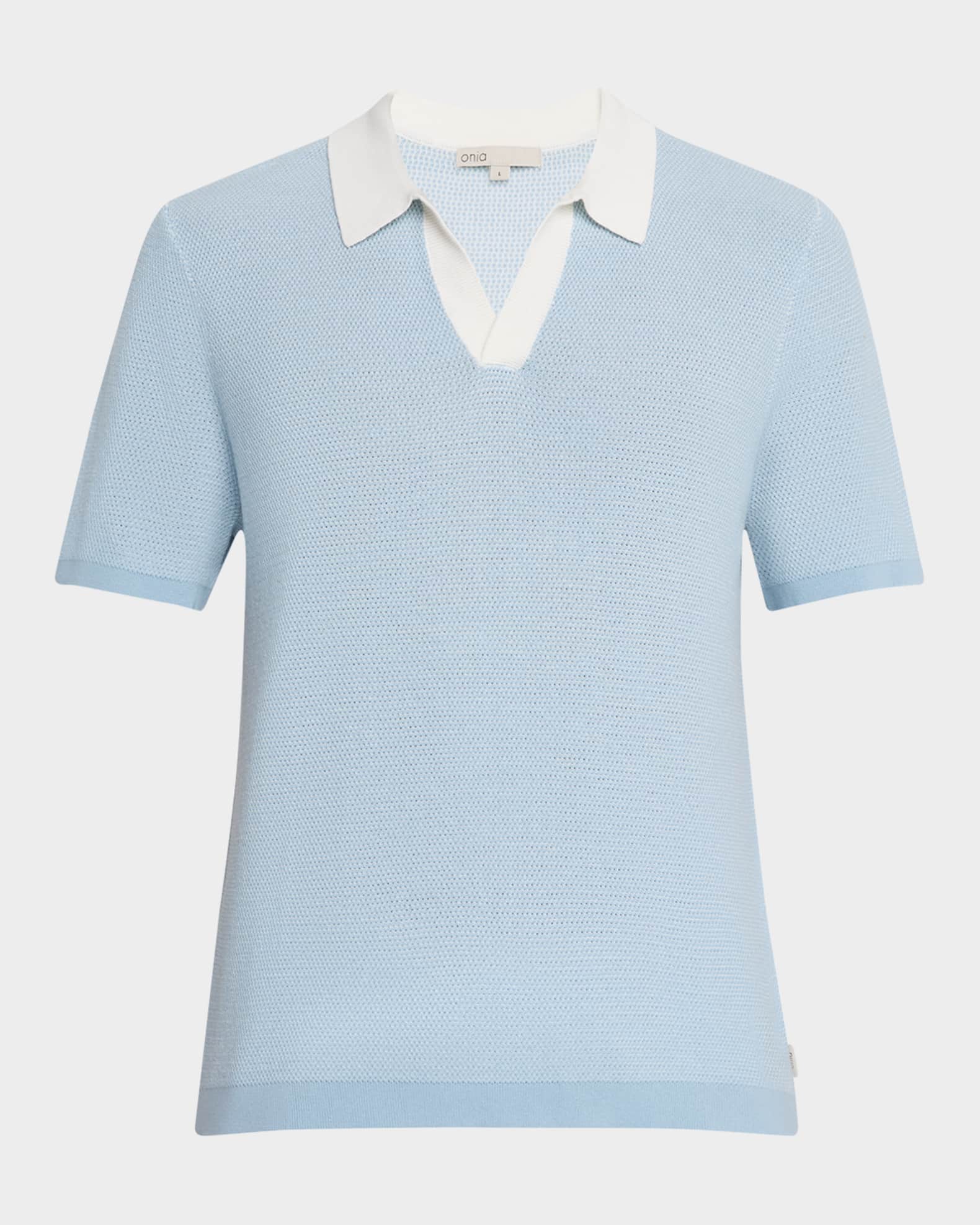 Men's Cotton Textured Johnny-Collar Polo Shirt 0