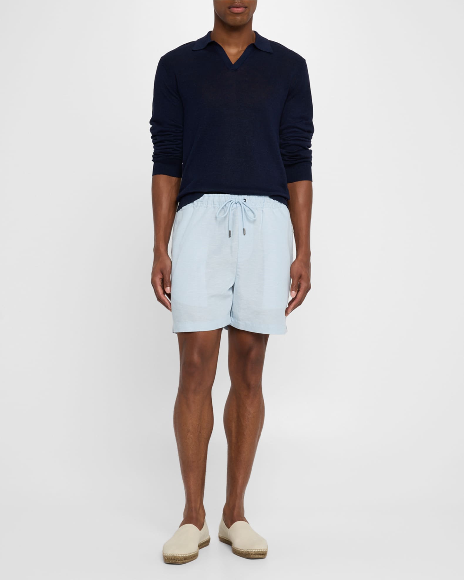 Men's Linen Johnny-Collar Polo Sweater 1