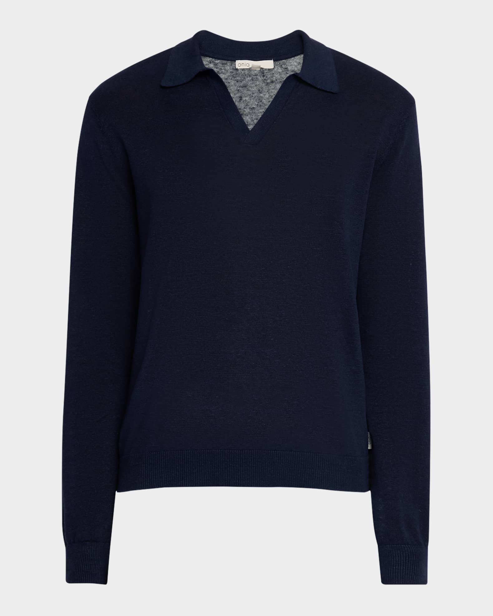 Men's Linen Johnny-Collar Polo Sweater 0