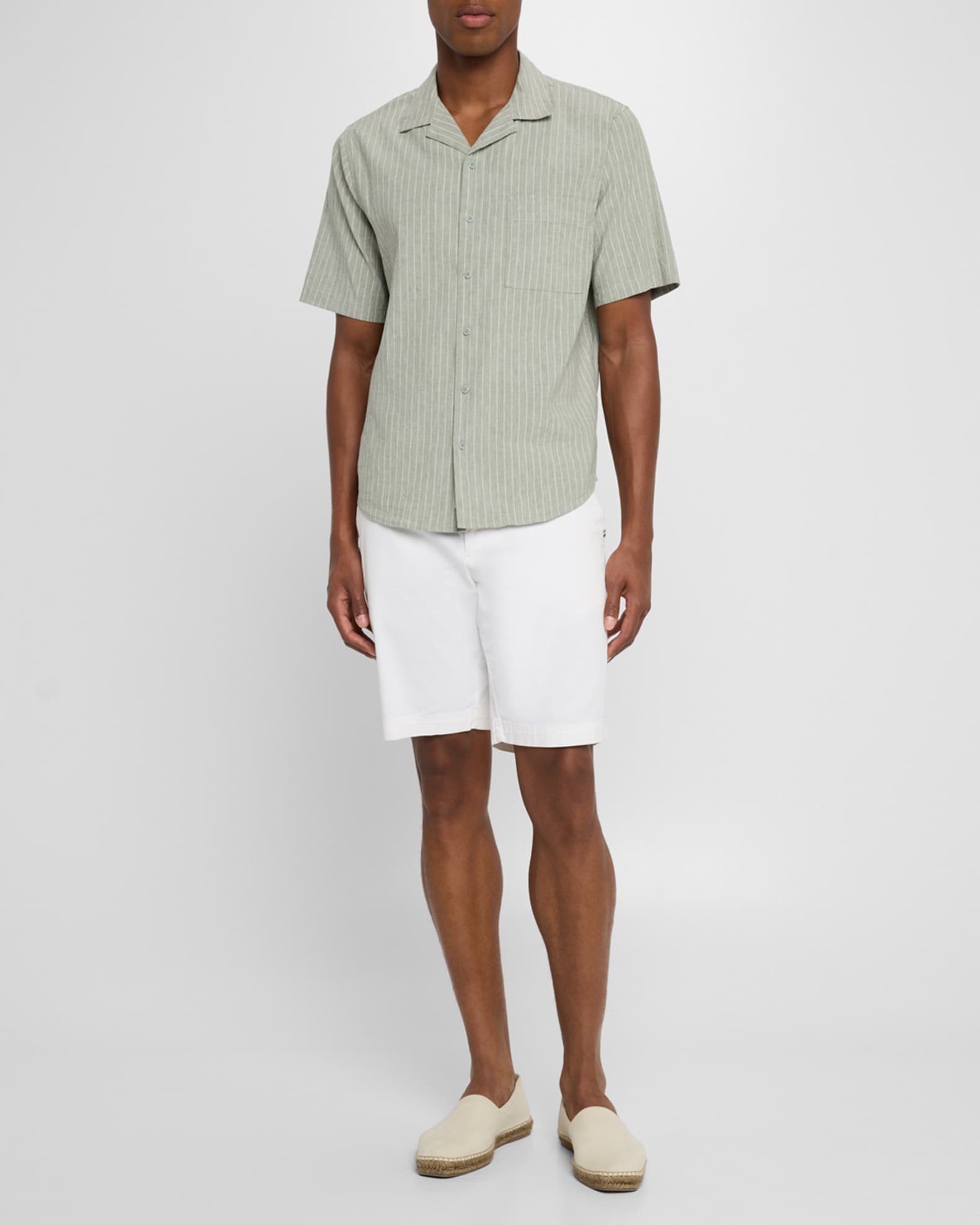 Men's Stretch Yarn Dyed Pinstripe Camp Shirt 1