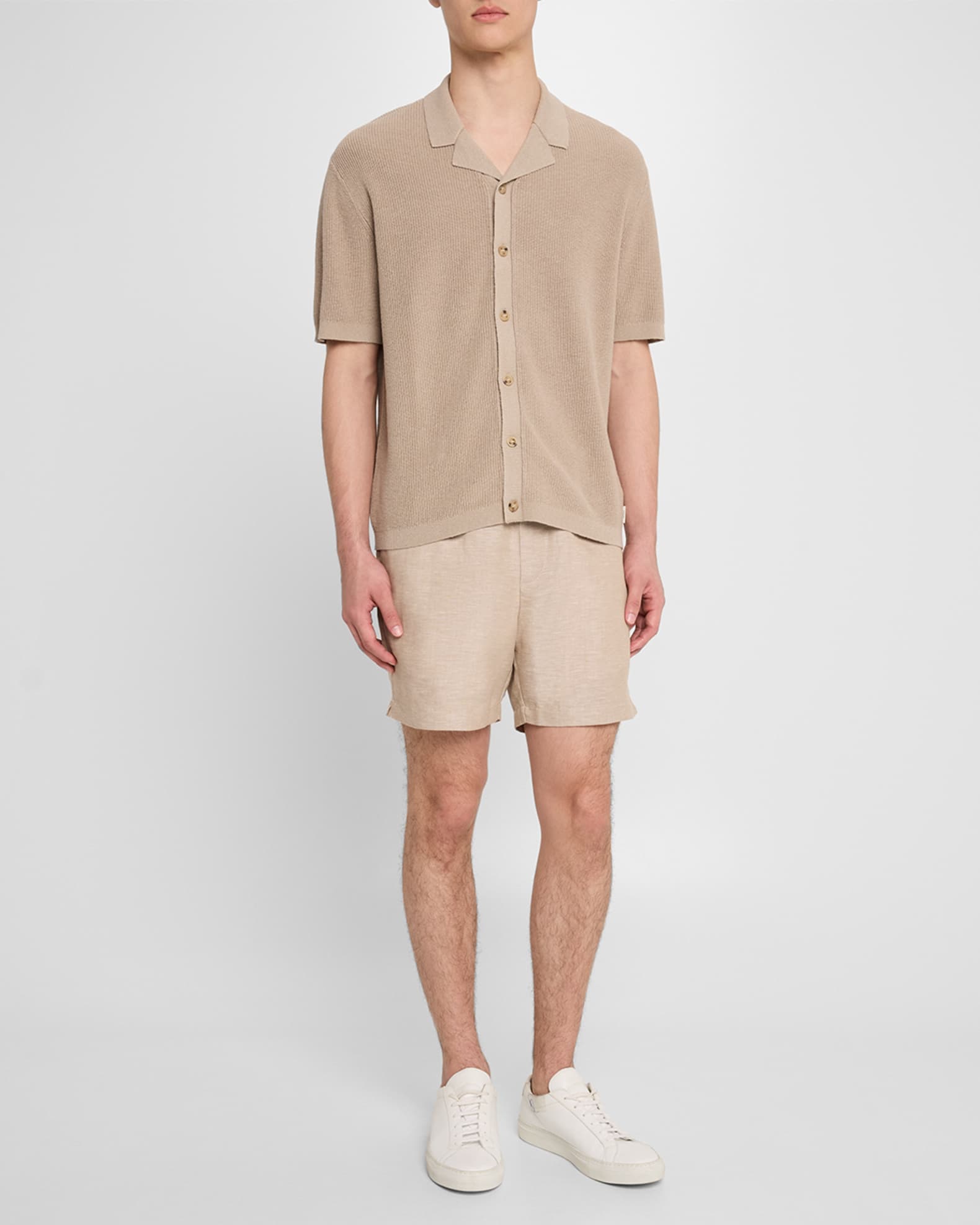 Men's Cotton and Linen Knit Camp Shirt 1