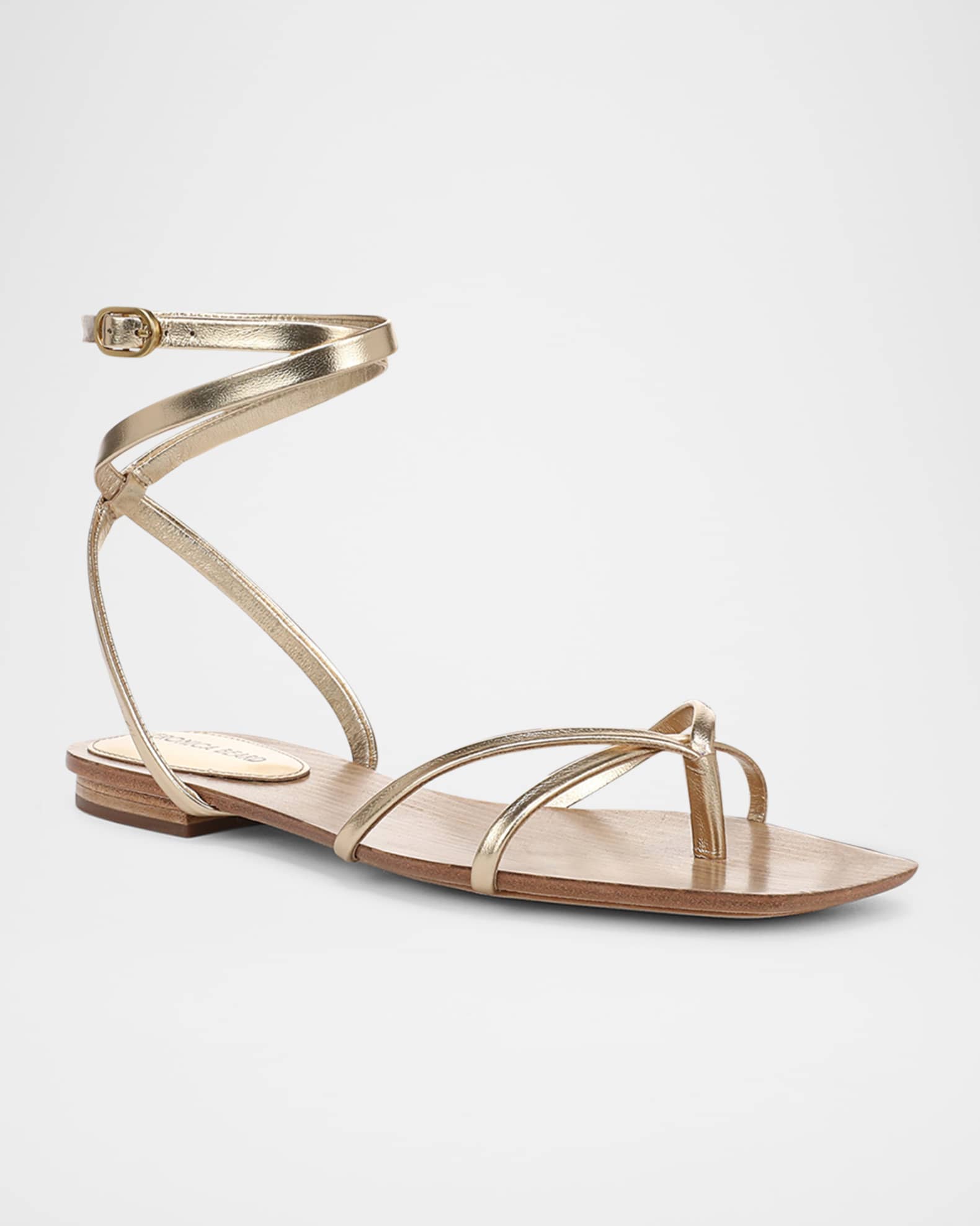 Allegra Metallic Flat Ankle-Strap Sandals 1