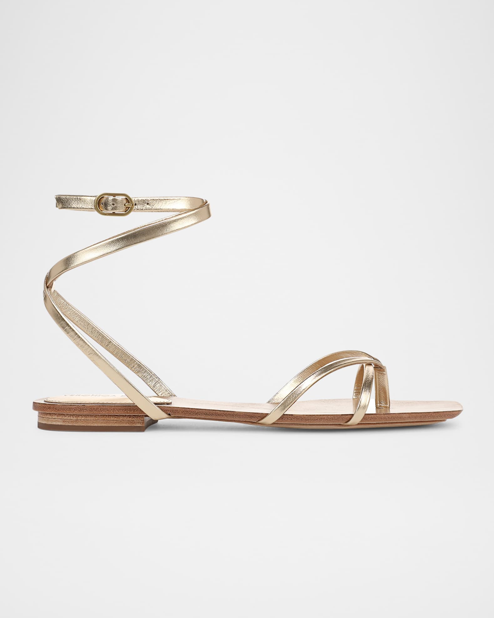 Allegra Metallic Flat Ankle-Strap Sandals 0