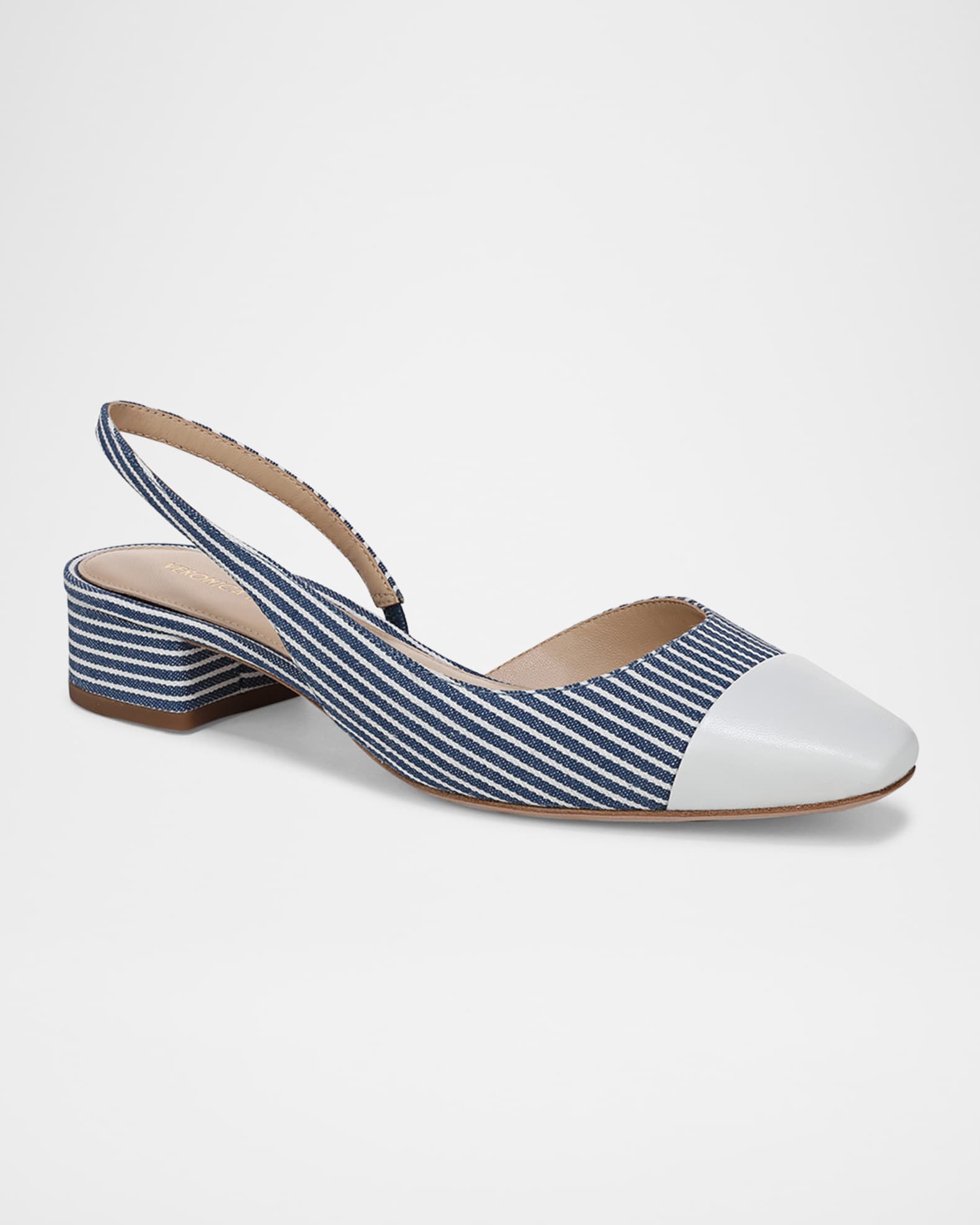 Cecile Stripe Slingback Ballerina Pumps 1