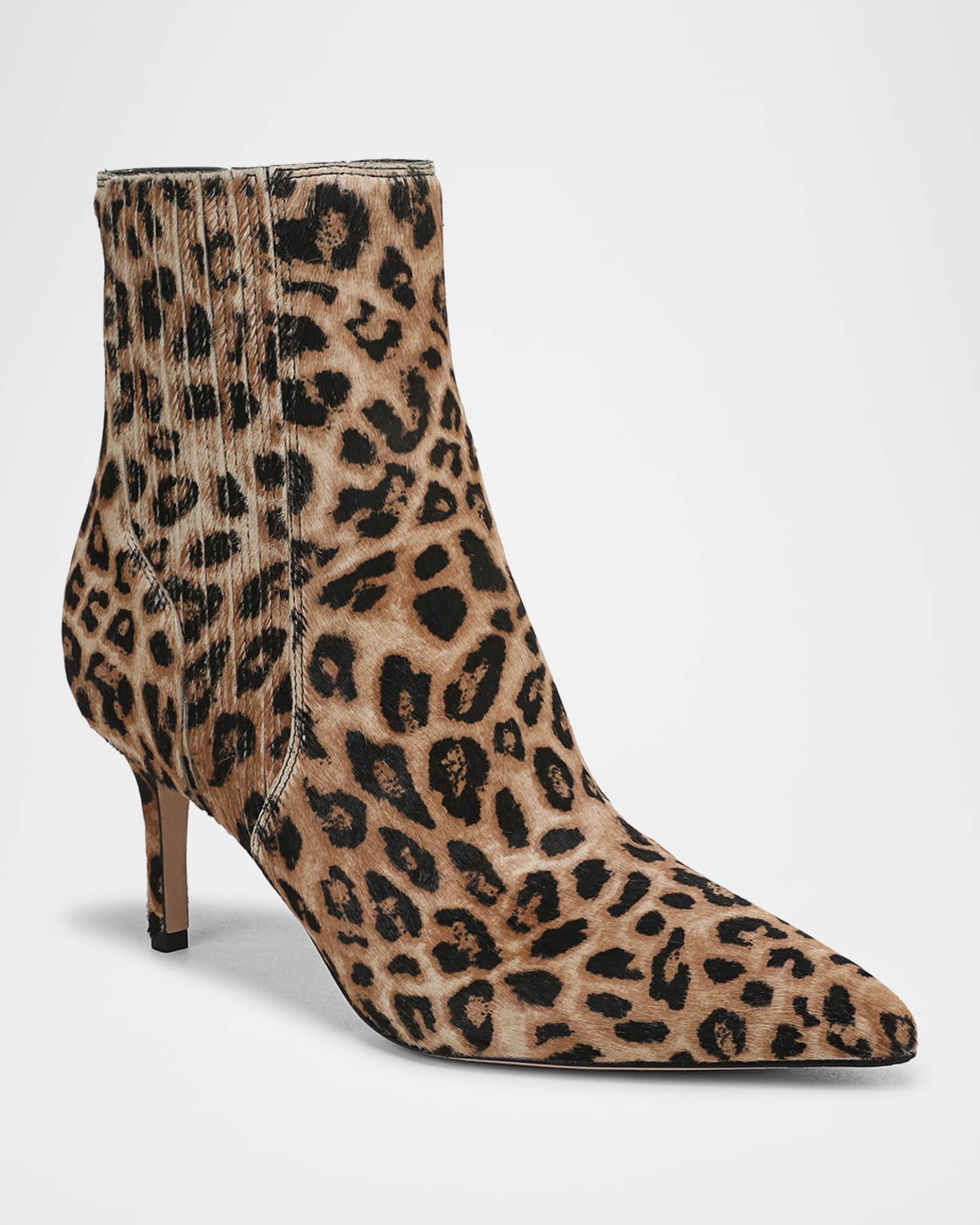 Leopard-Print Pony Hair Chelsea Ankle Booties 1