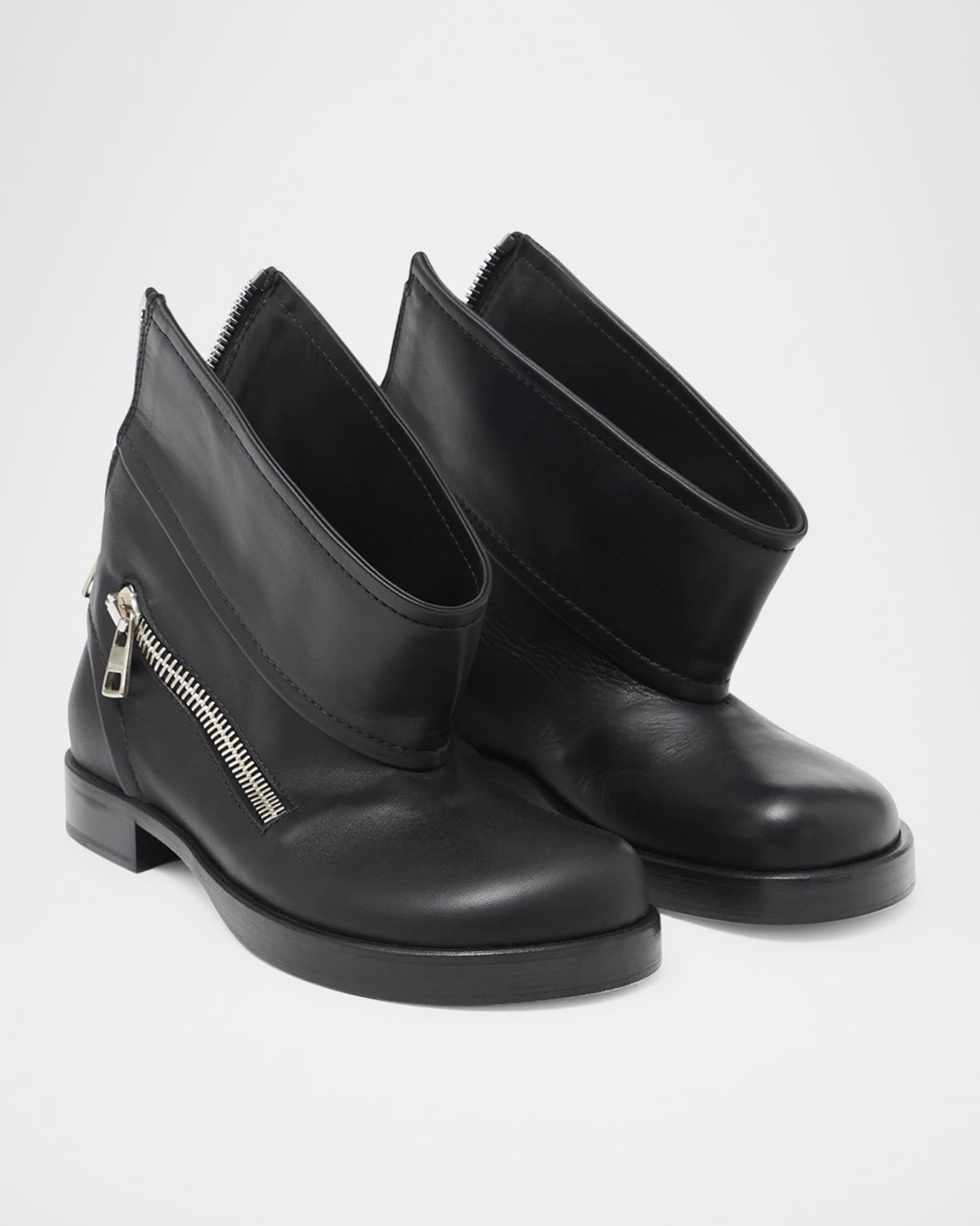 Leather Zip Biker Booties 0
