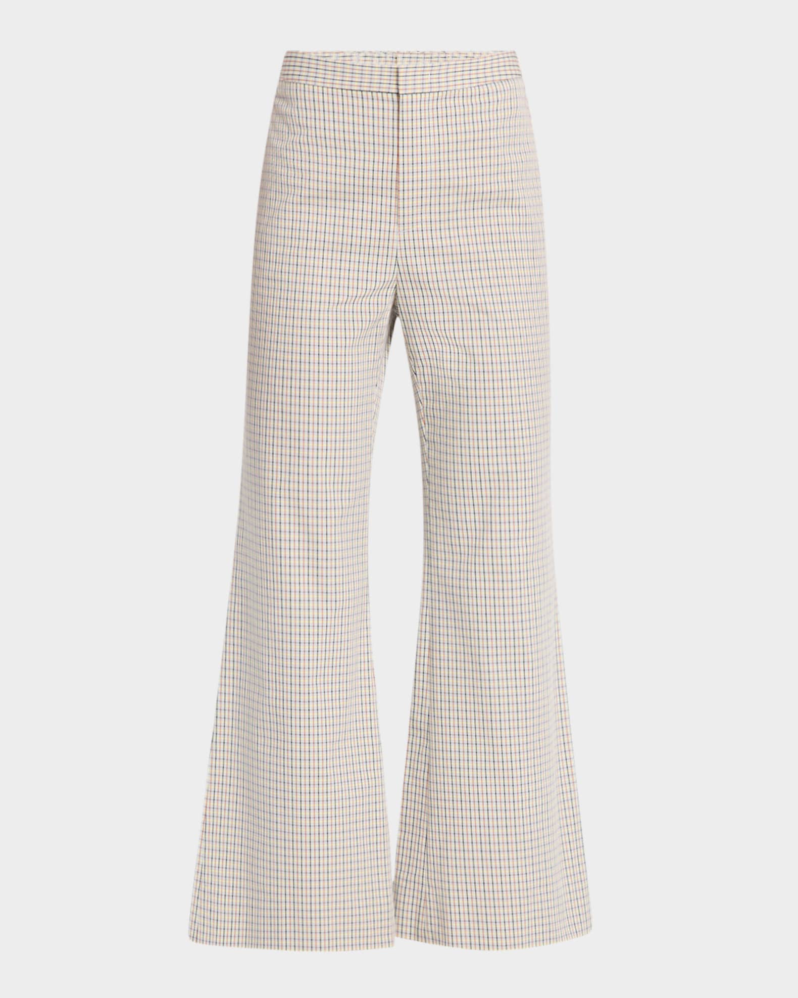 Crop Flare Gardeners Check Pants 0