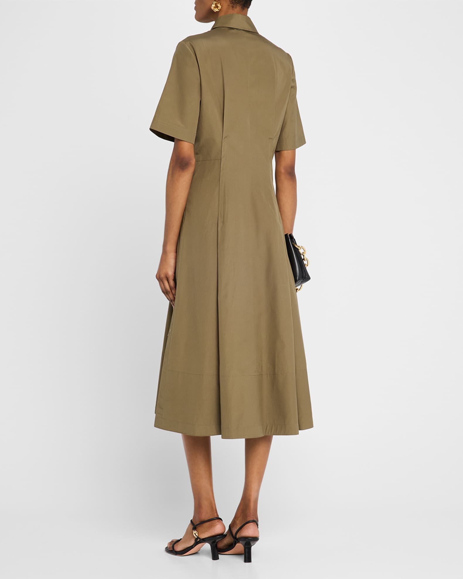 Canvas Tape Short-Sleeve Shirtdress