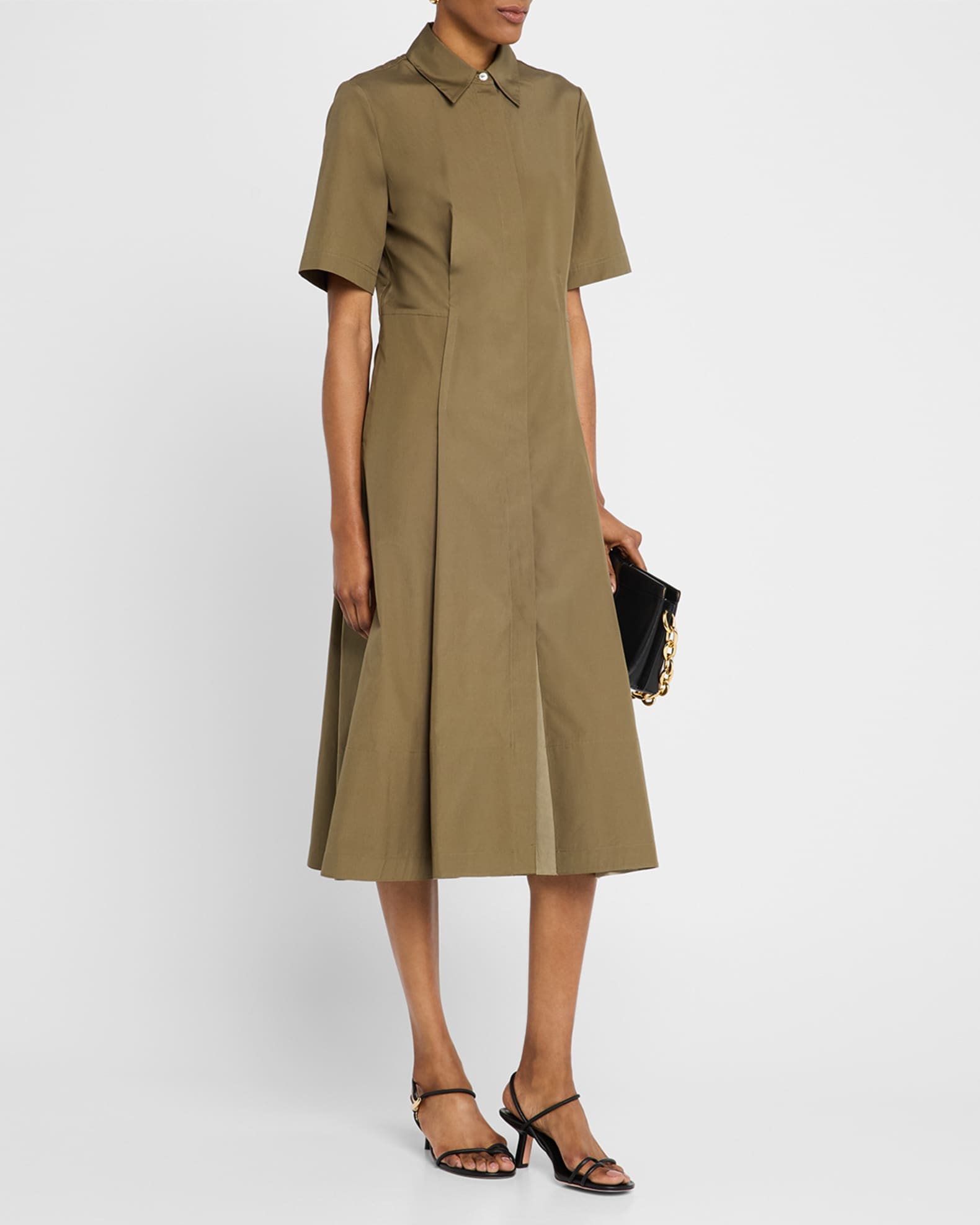 Canvas Tape Short-Sleeve Shirtdress