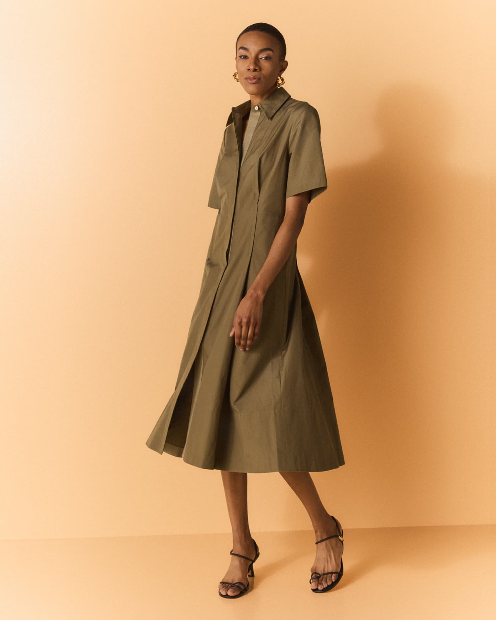 Canvas Tape Short-Sleeve Shirtdress