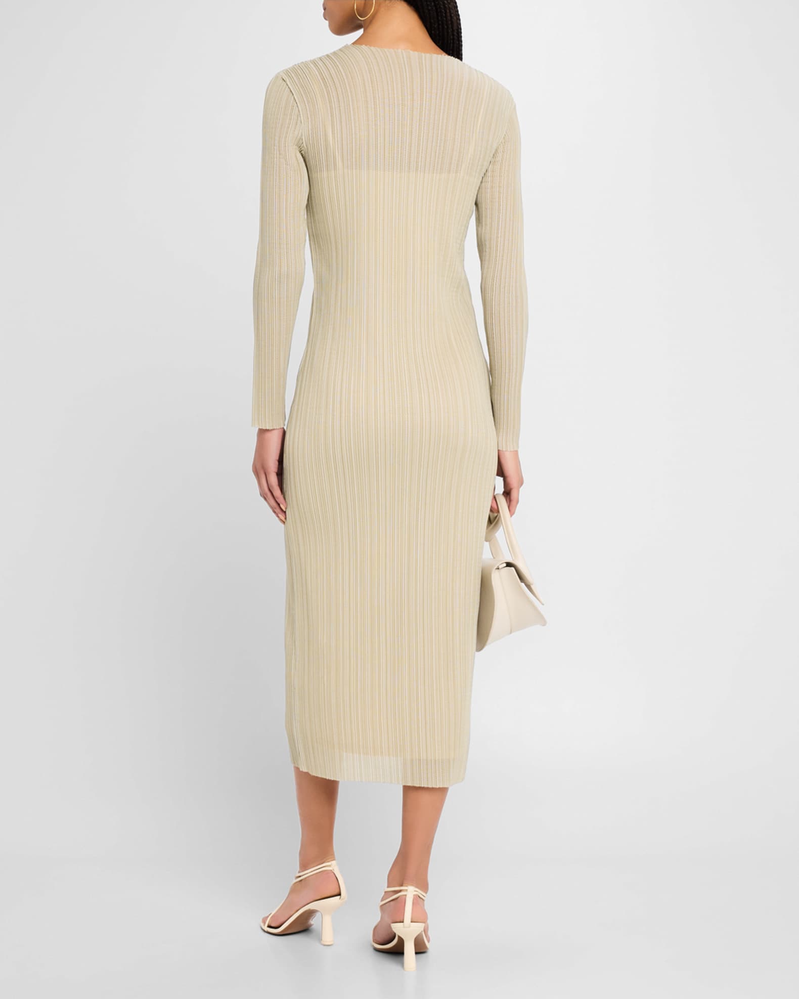 knee length dresses for ladies Colette Premium Long Sleeved Ribbed Knit Maxi Dress in Dark Natural