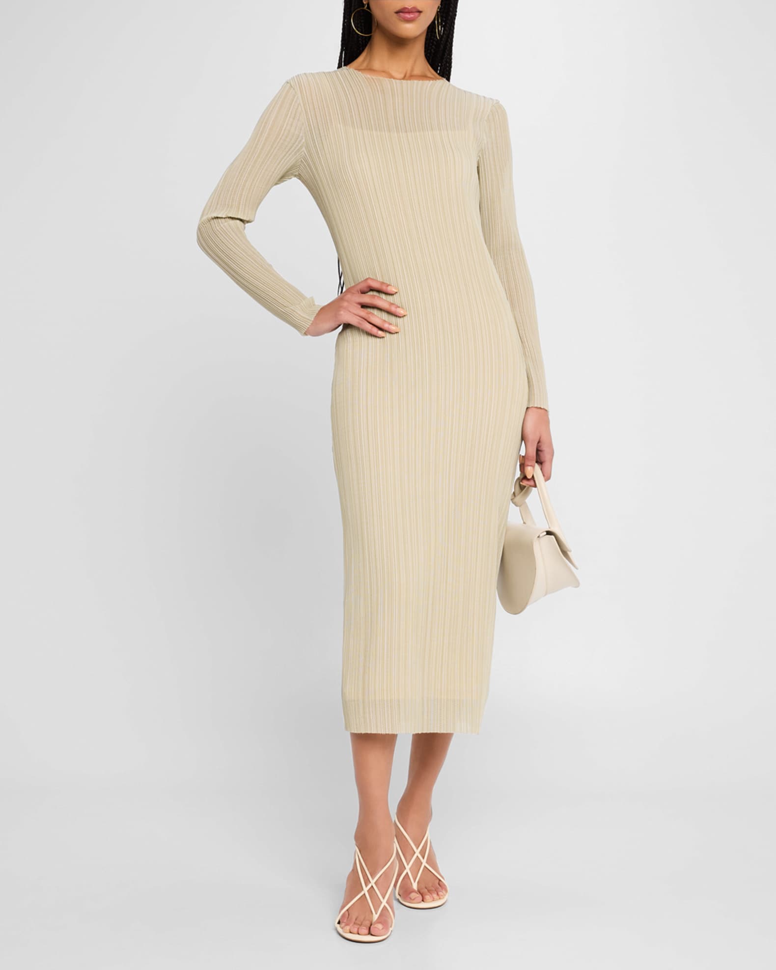 chinese dress ladies ATM Anthony Thomas Melillo Women's Modal Rib Long Sleeve Deep V-Neck Midi  Dress