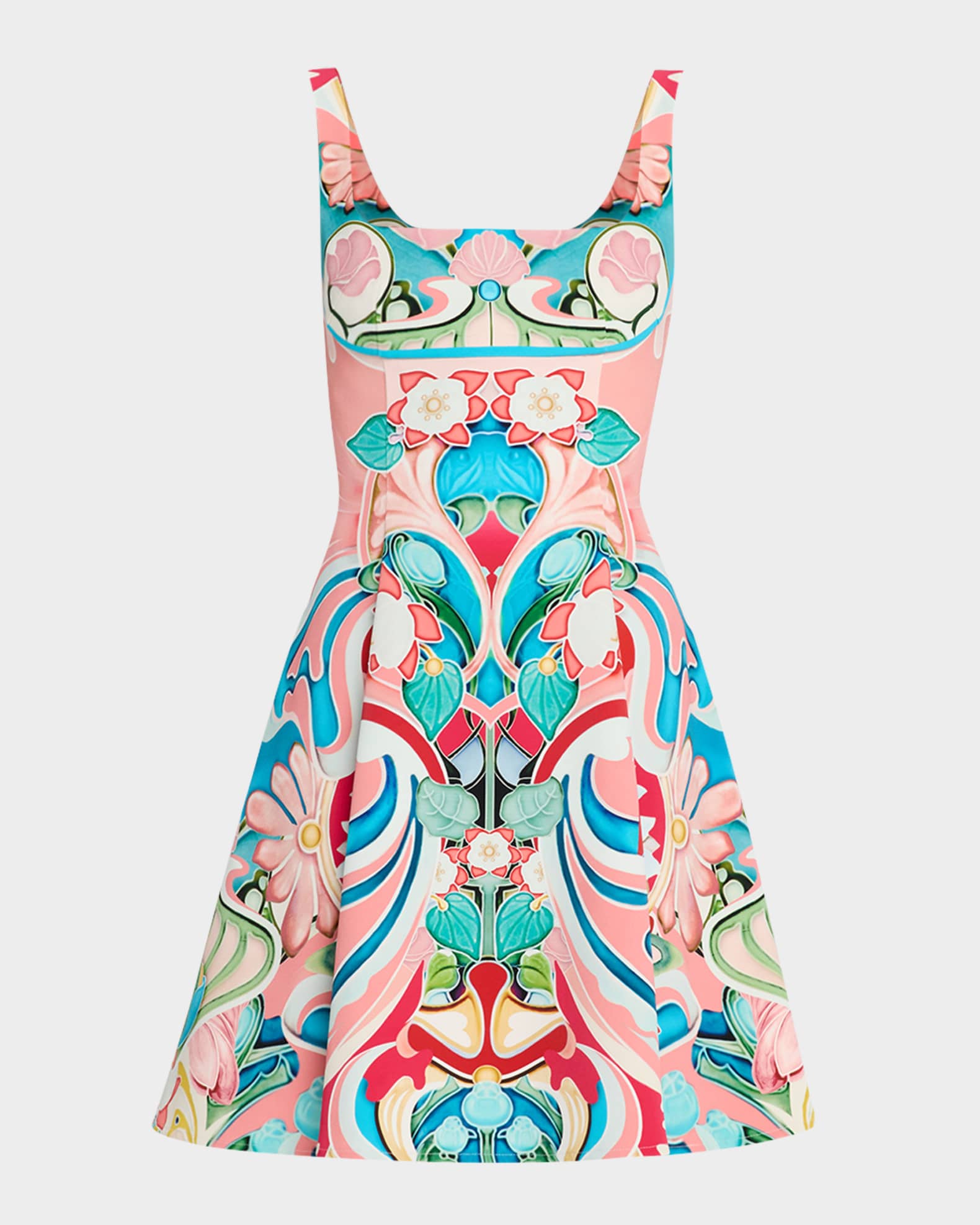 Freya Square-Neck Sleeveless Fit-&-Flare Mini Dress 0
