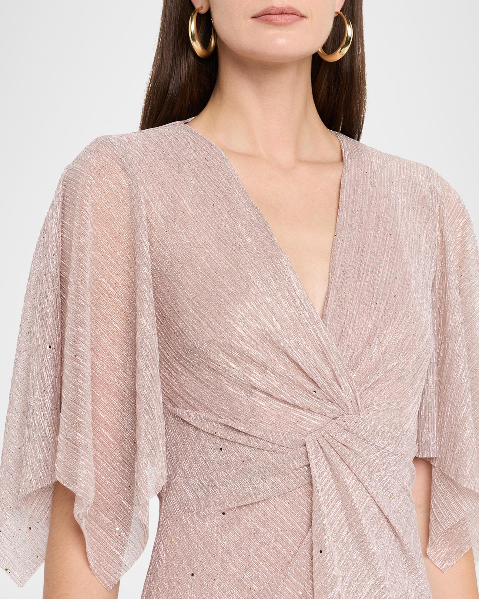Talbot Runhof Sprinkled Metallic Voile Cape Twisted Gown | Neiman Marcus