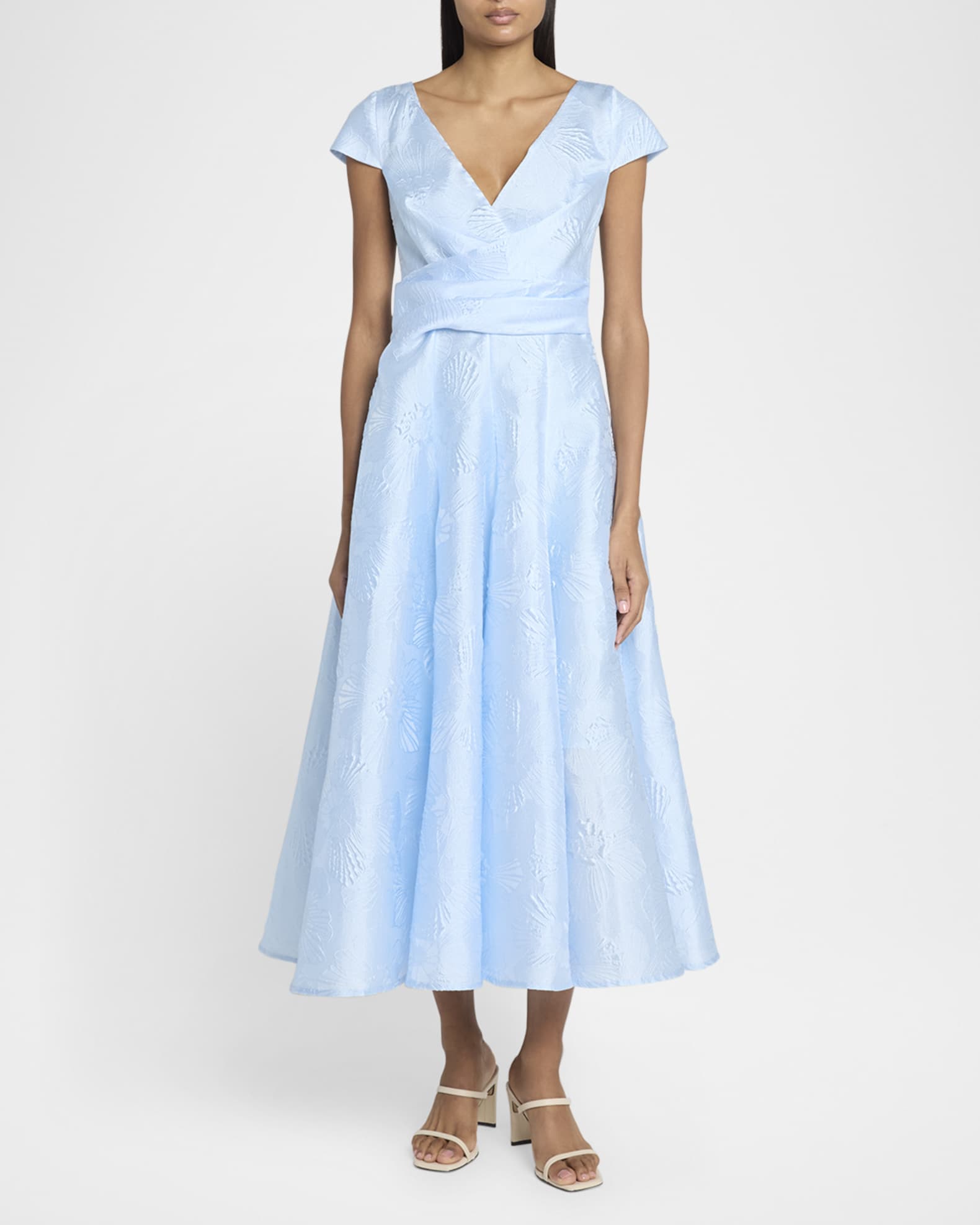 Anemone Jacquard Cap-Sleeve Midi Dress 1