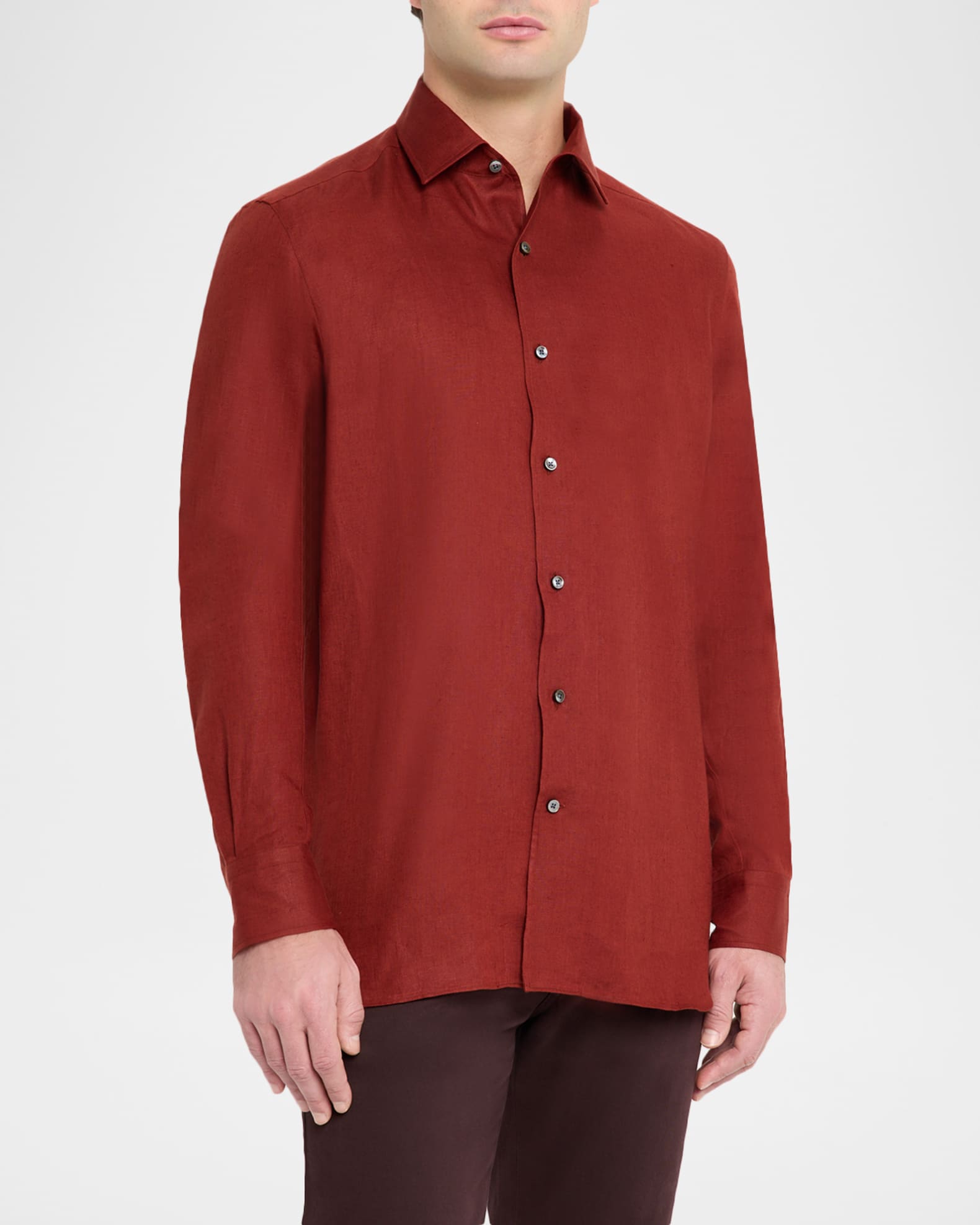 Men Shirt Ermenegildo Zegna Button Down Ermenegildo Zegna Sport Mens Shirt  L Red White Stripe Button