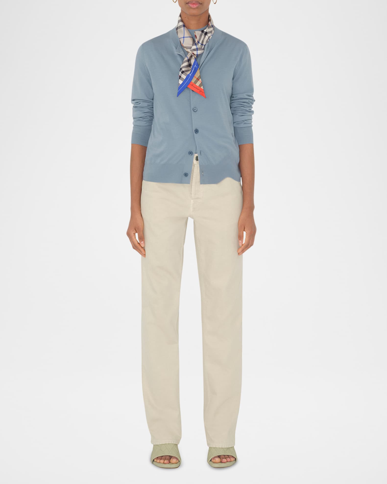 Check-Print Skinny Scarf 0
