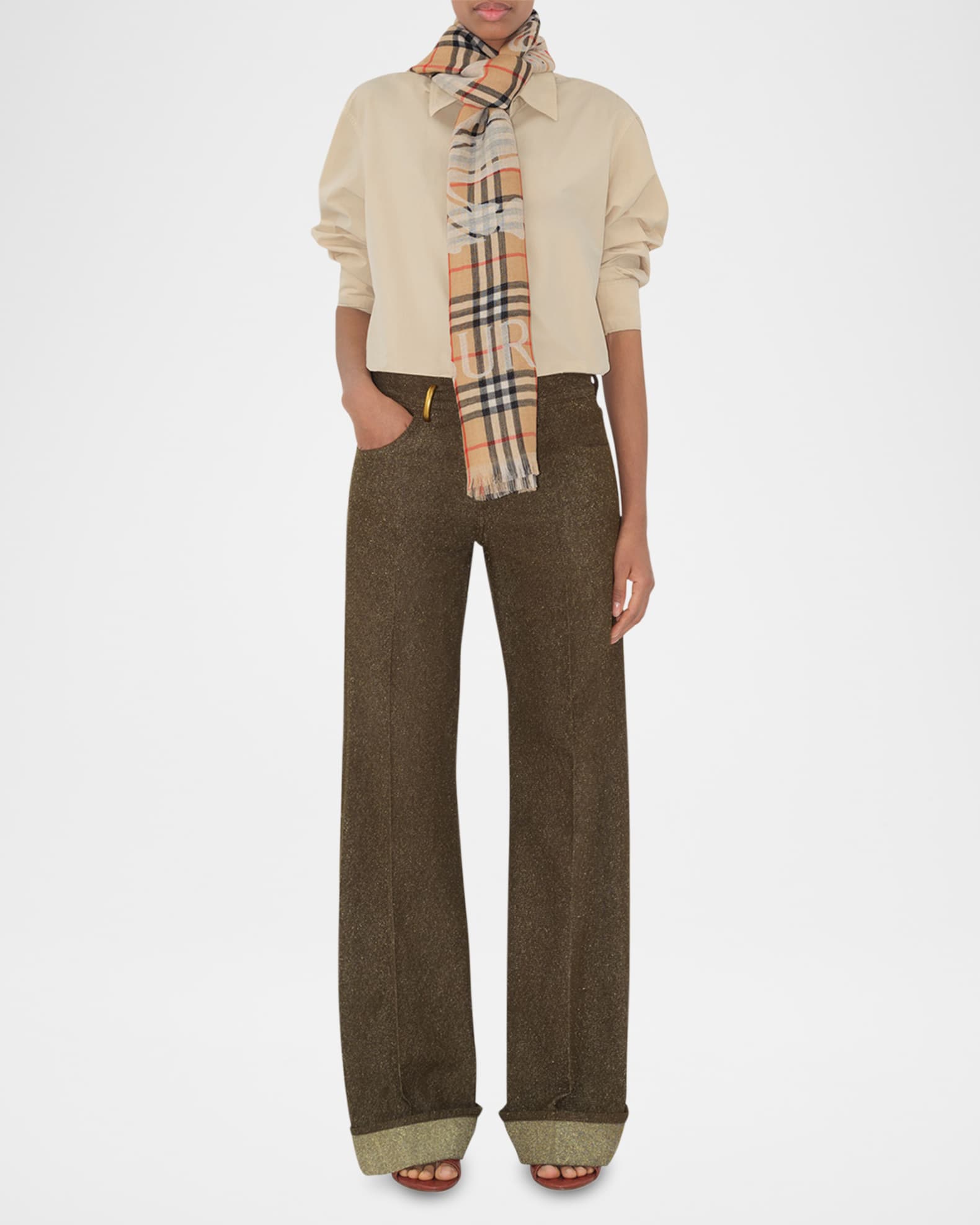 Rectangular EKD Check-Print Wool Scarf 0