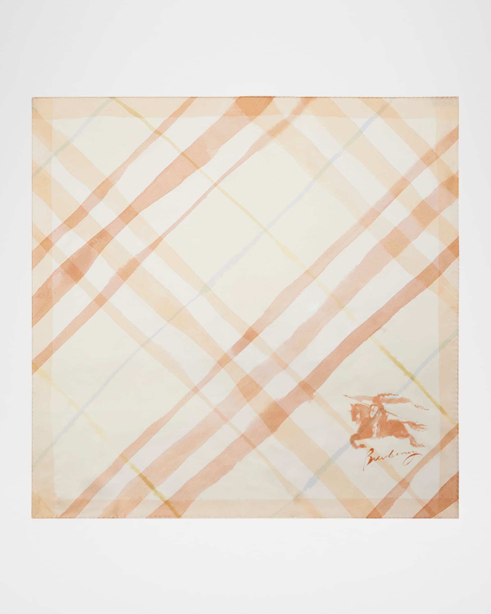 Watercolor Check-Print Silk Scarf 0