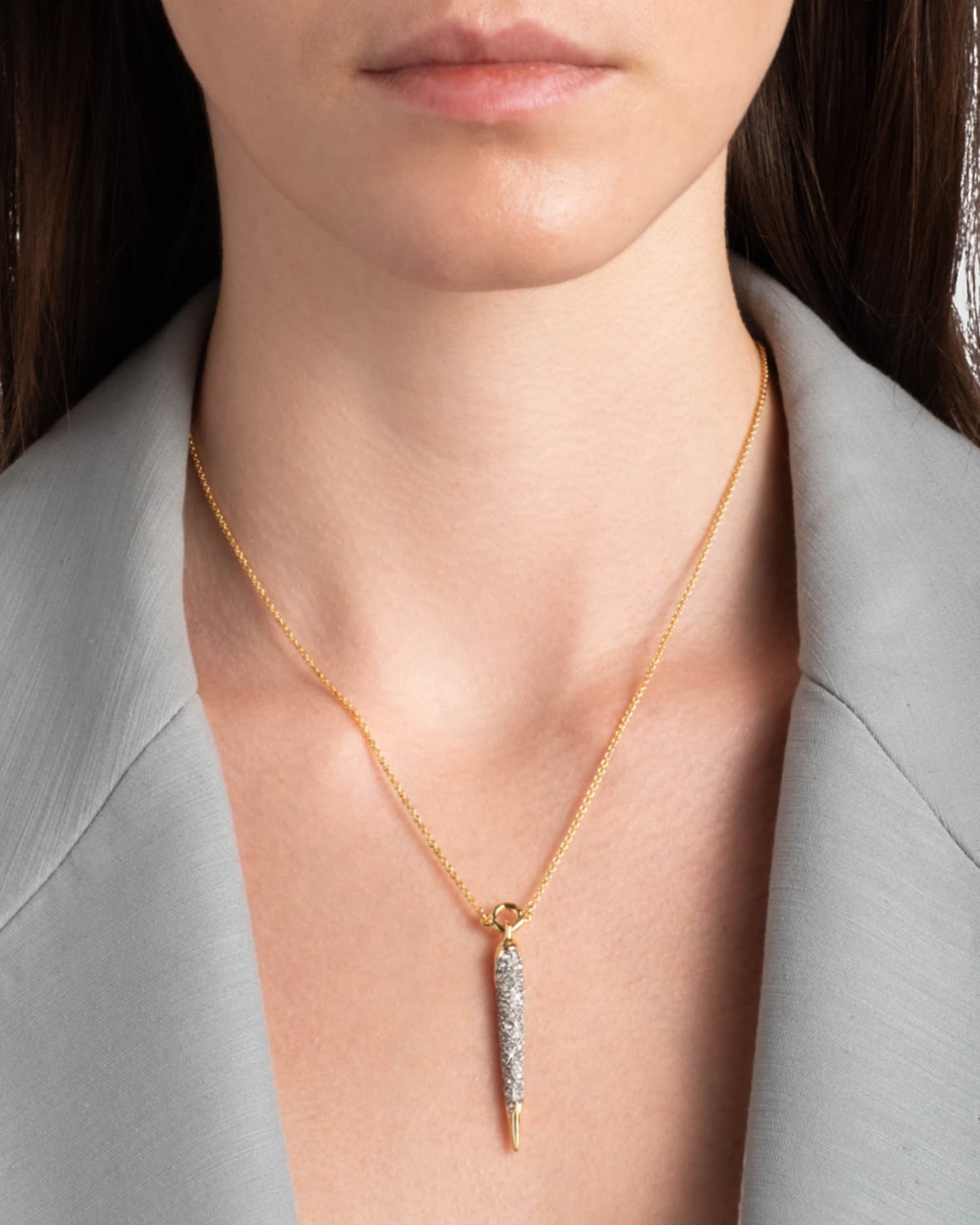 Solanales Gold Crystal Spear Necklace 1